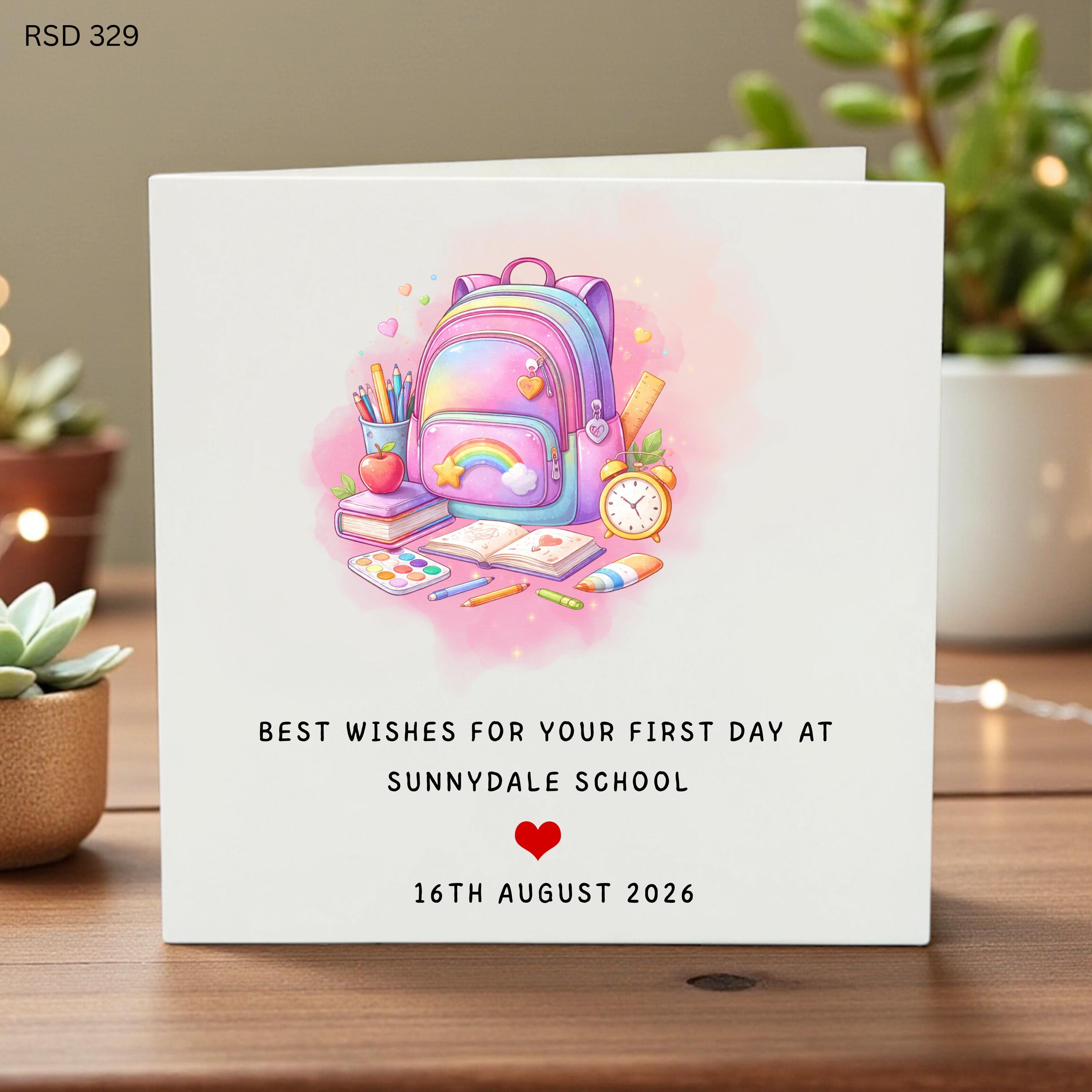 Personalised Good Luck on your First Day in Year Card, First Day at School Card, Good Luck Card, Back to School Card, Going to School 6x6