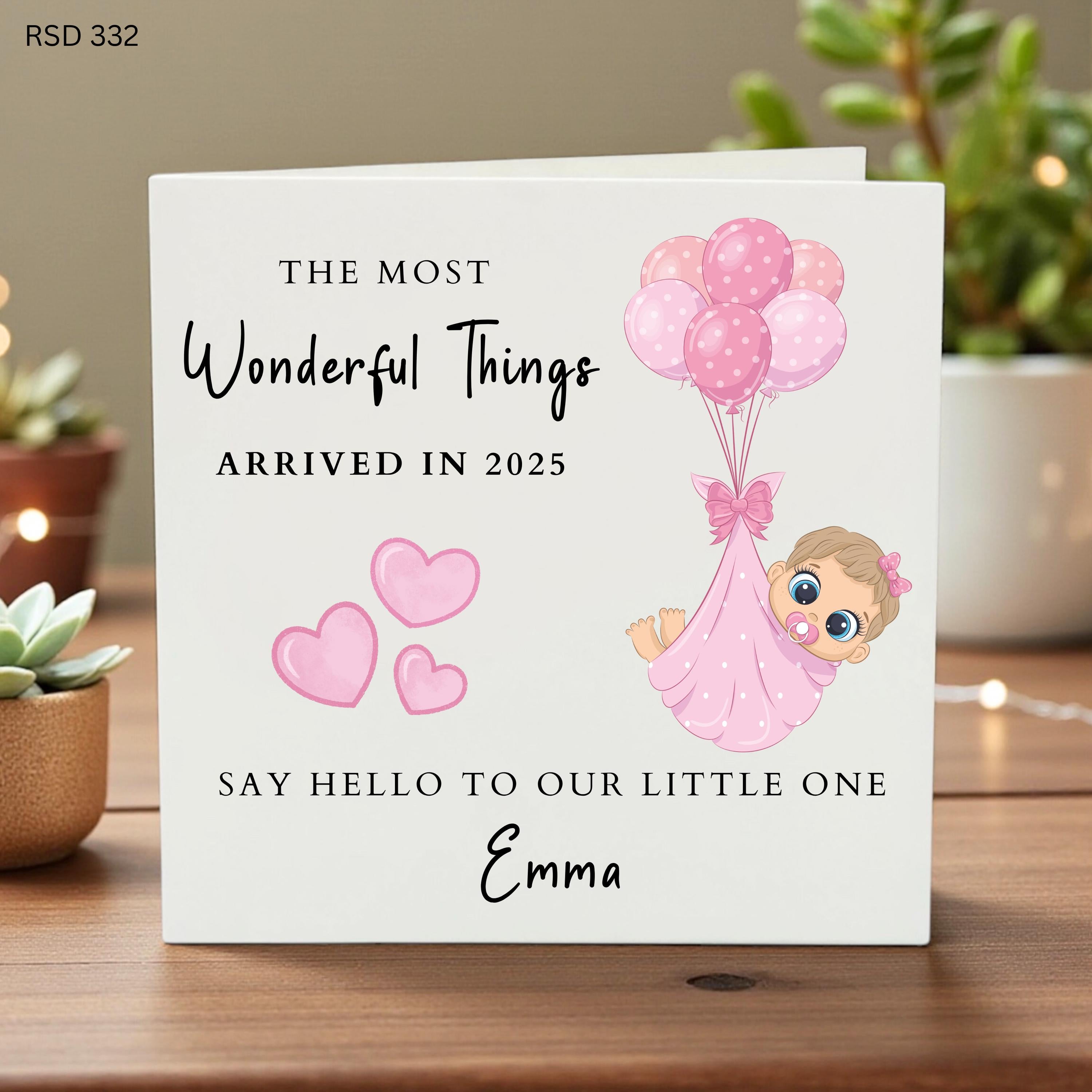 New Baby Girl Card, Personalised Arrival Card, Baby Shower Gift, Custom Name Card, Welcome Little One, New Baby Keepsake, Newborn Card