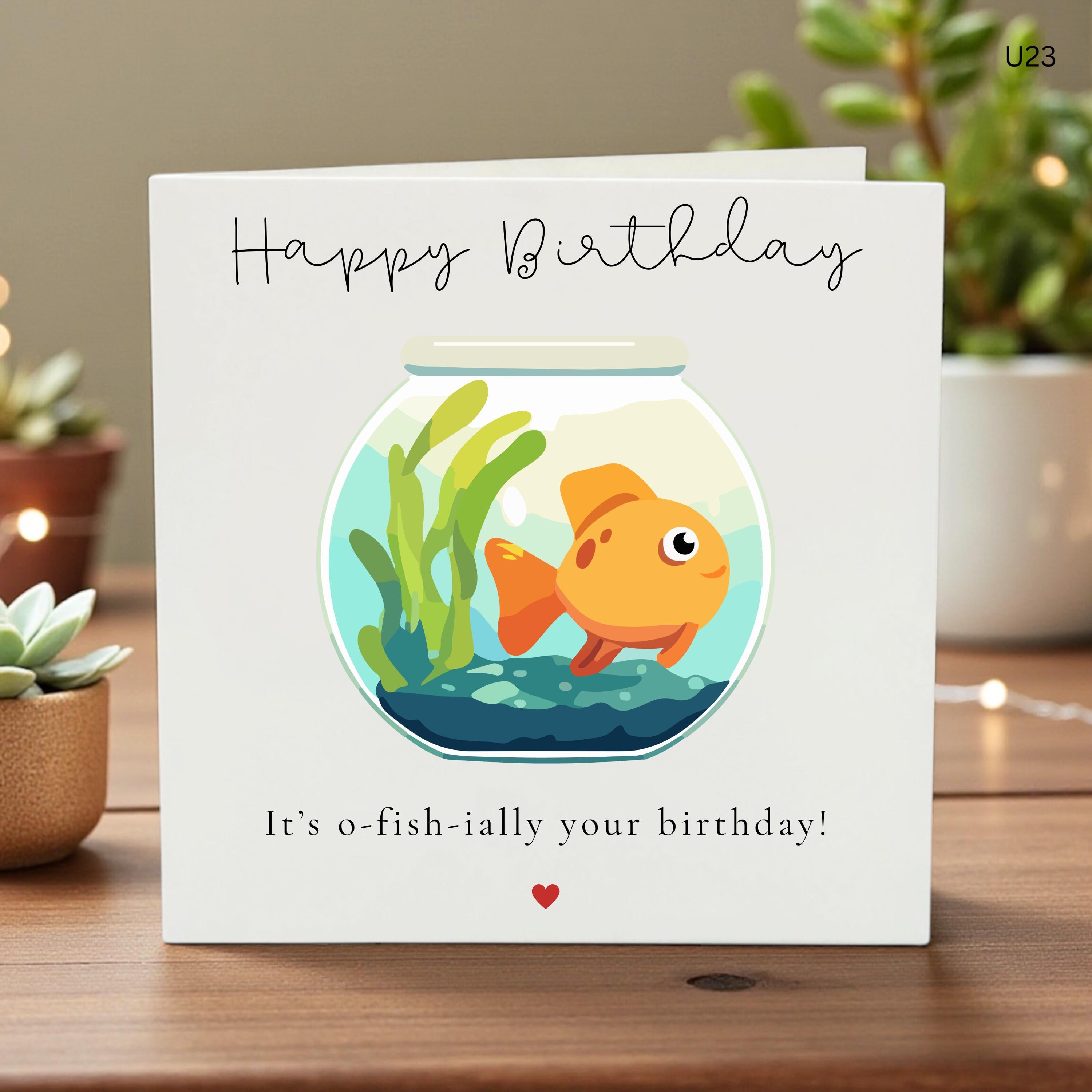 Funny Goldfish Birthday Card, Personalized Name Card for Her, Punny Fish Birthday Gift, Best Friend Card, It Is Ofishially Your Birthday