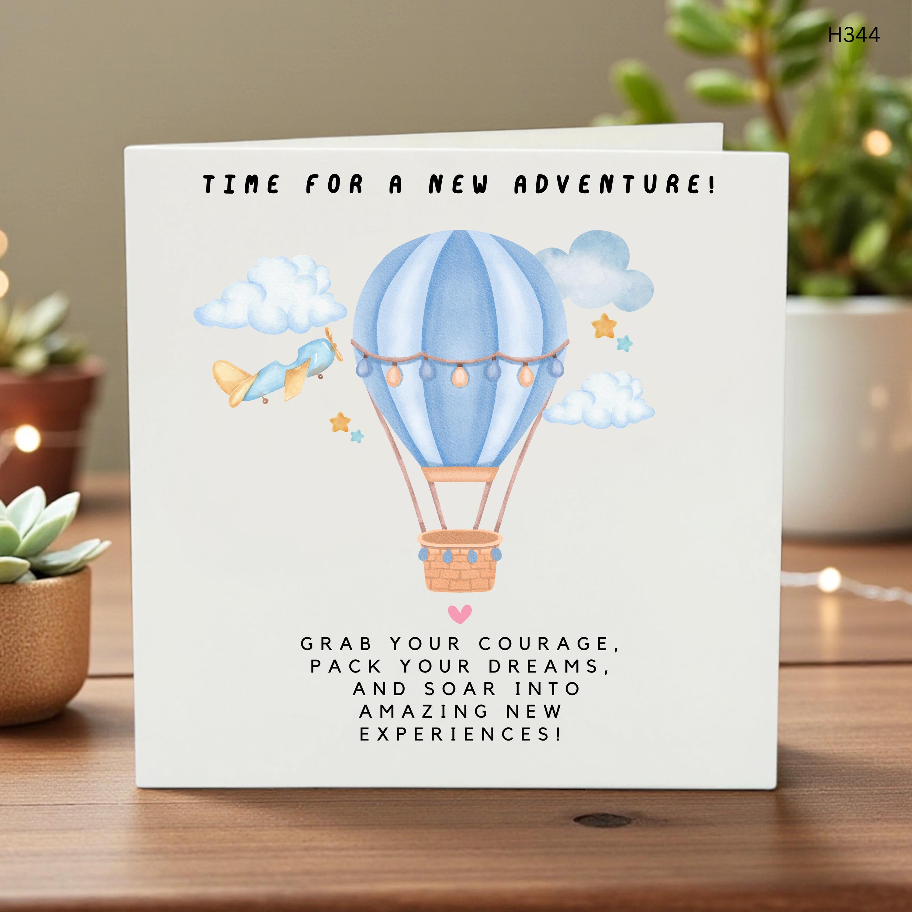 New Adventure Card - Hot Air Balloon Greeting Card - Adventure Awaits Retirement Graduation New Job Moving Away Gift - Travel Wanderlust