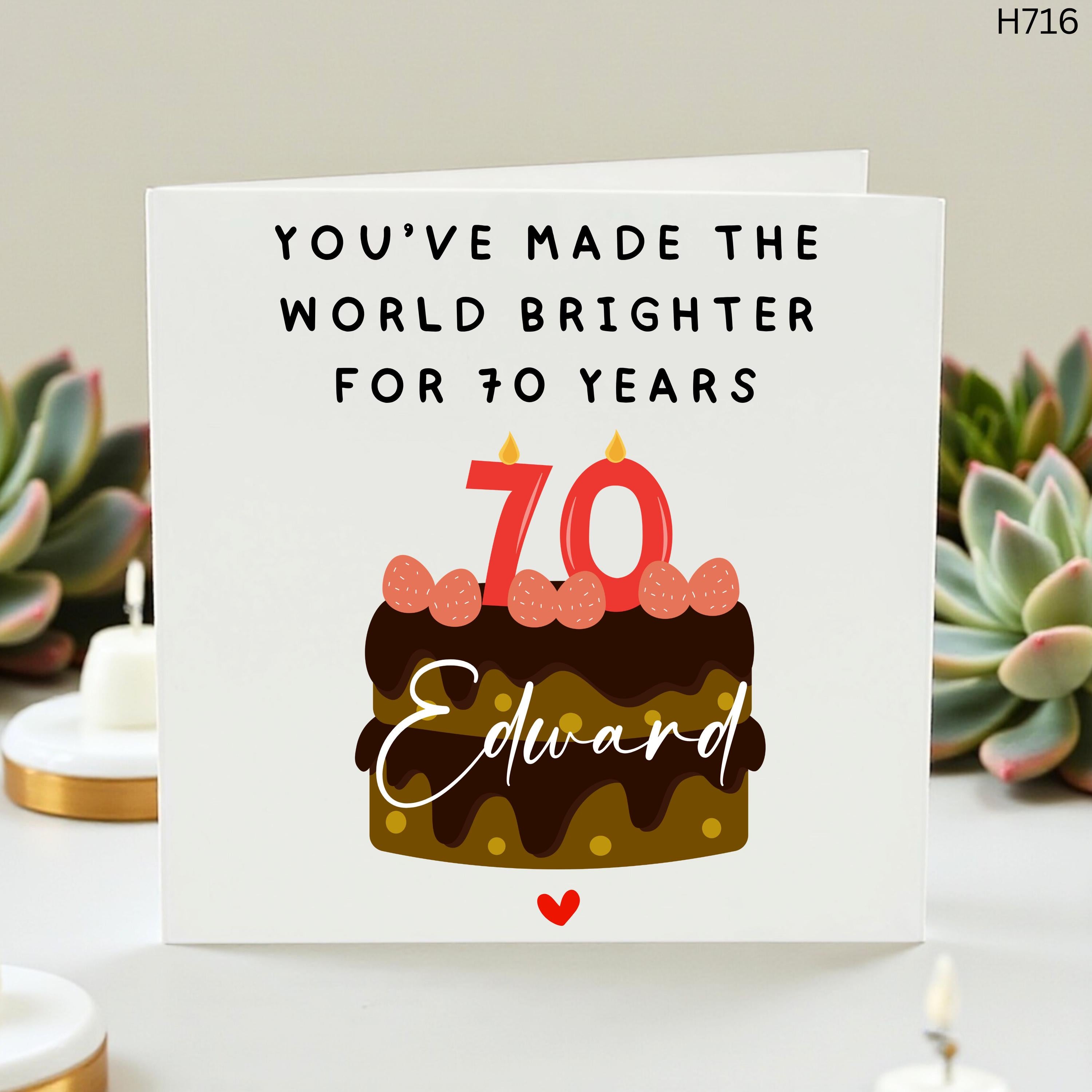 Personalized 70th Birthday Card for Her, Custom Name 70th Birthday Gift,Elegant Floral Greeting Card,Milestone Birthday Keepsake for Grandma