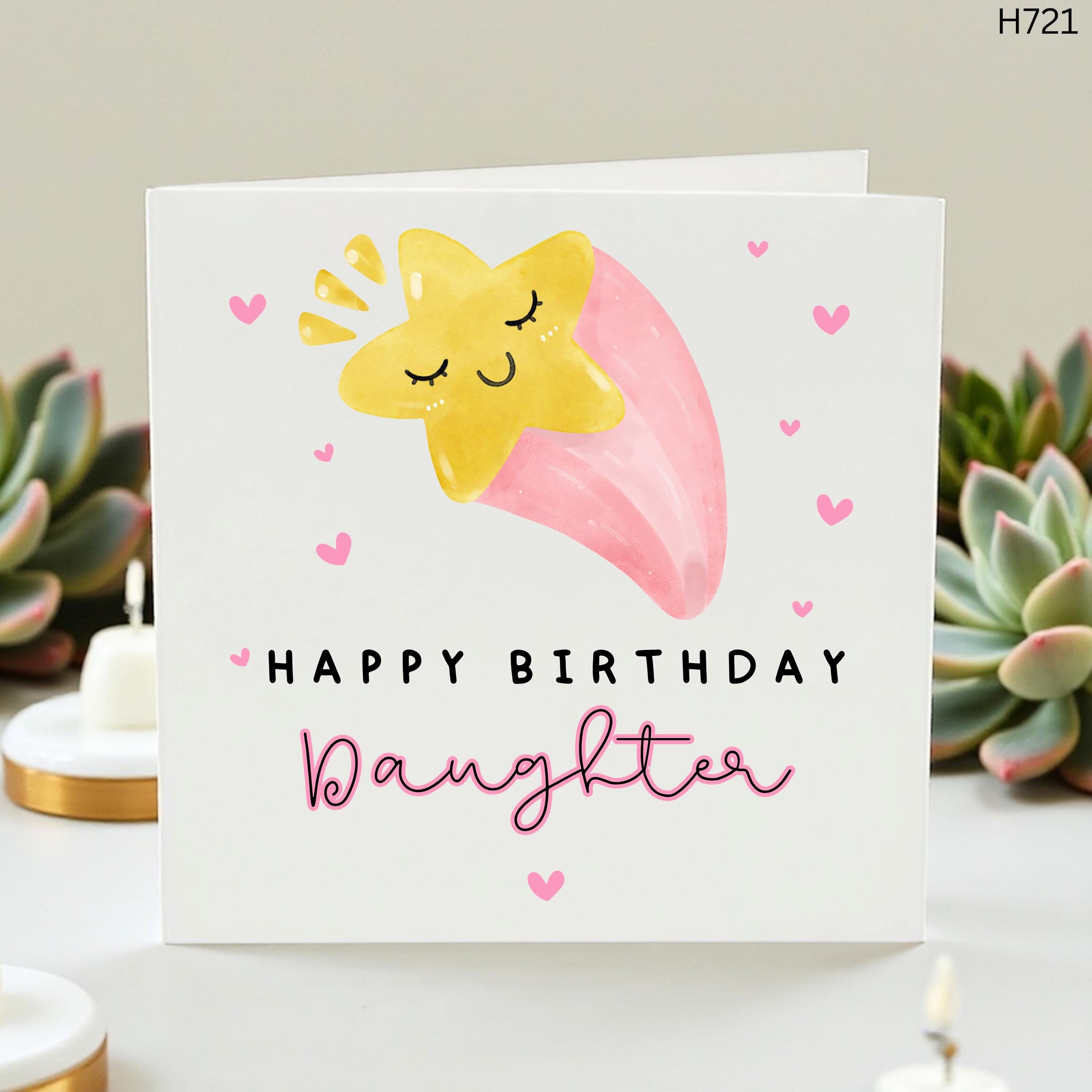 Daughter Birthday Card, Personalized Daughter Gift, Cute Star Birthday Card for Her, Meaningful Birthday Greeting Card