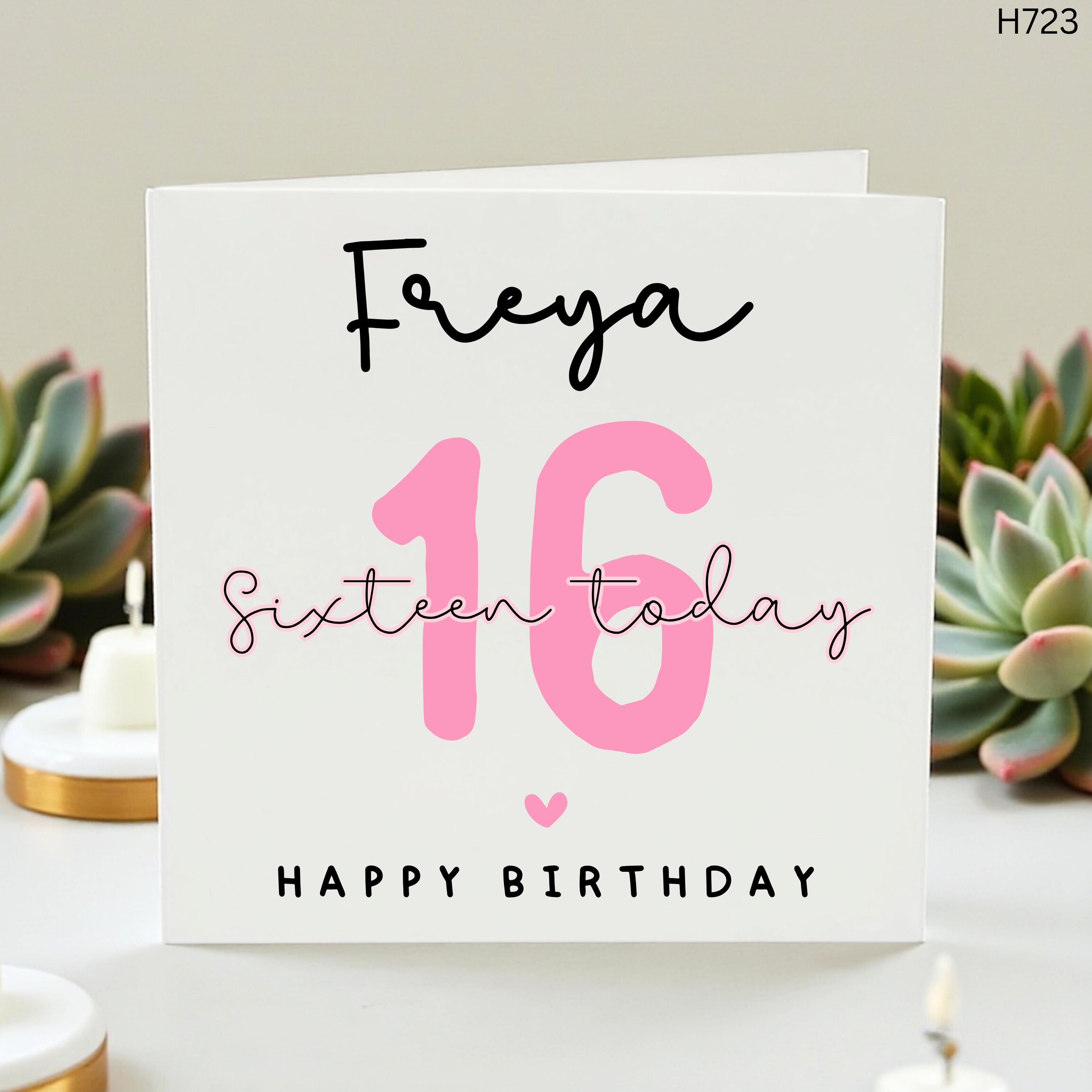Personalized 16th Birthday Card, Custom Name Birthday Gift for Teen, Sweet Sixteen Card, 16 Today Greeting Card, Modern Birthday Card