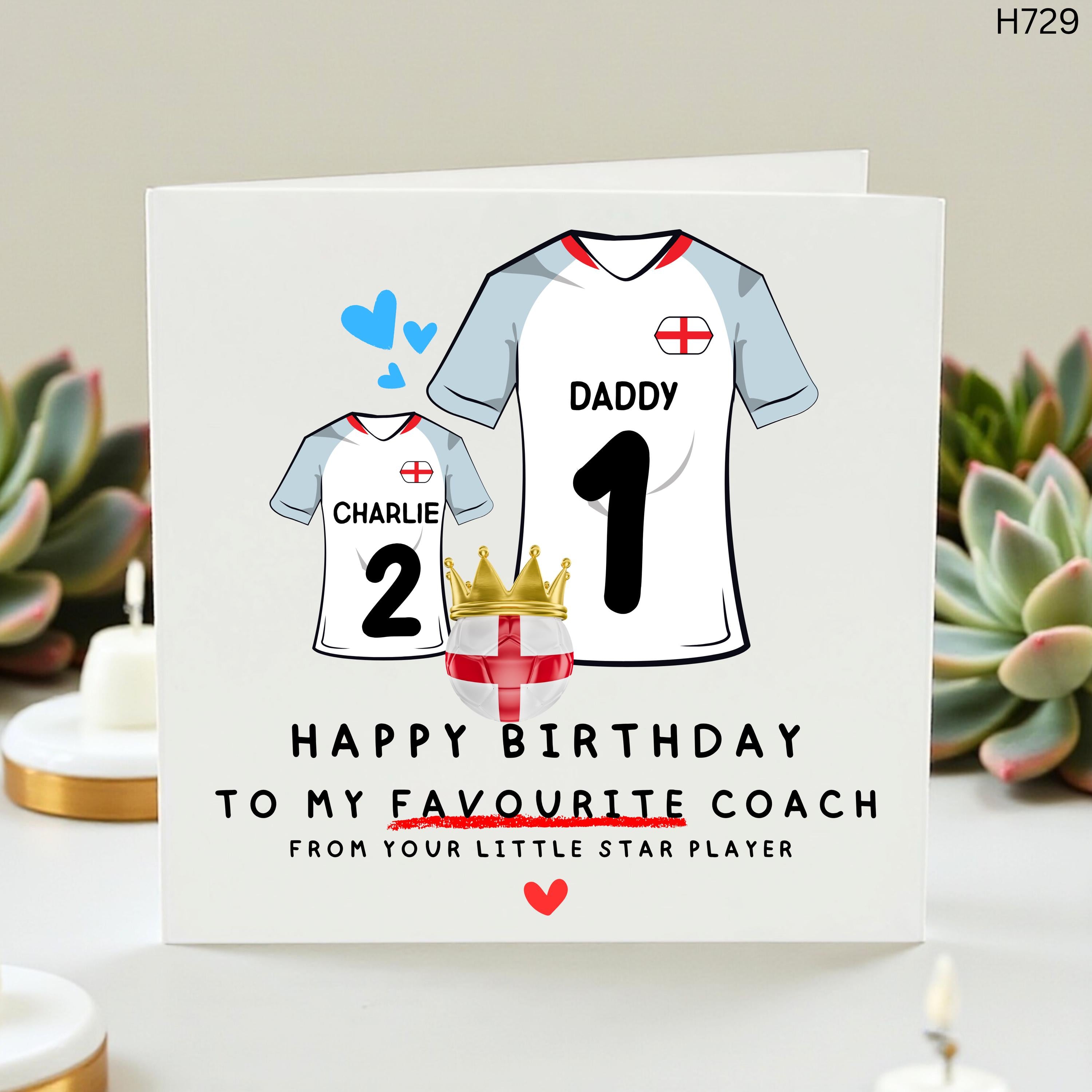 Coach Birthday Card, Favorite Coach Gift, Personalized Soccer Coach Card, From Little Star Player, Sports Birthday Greeting, Dad Gift