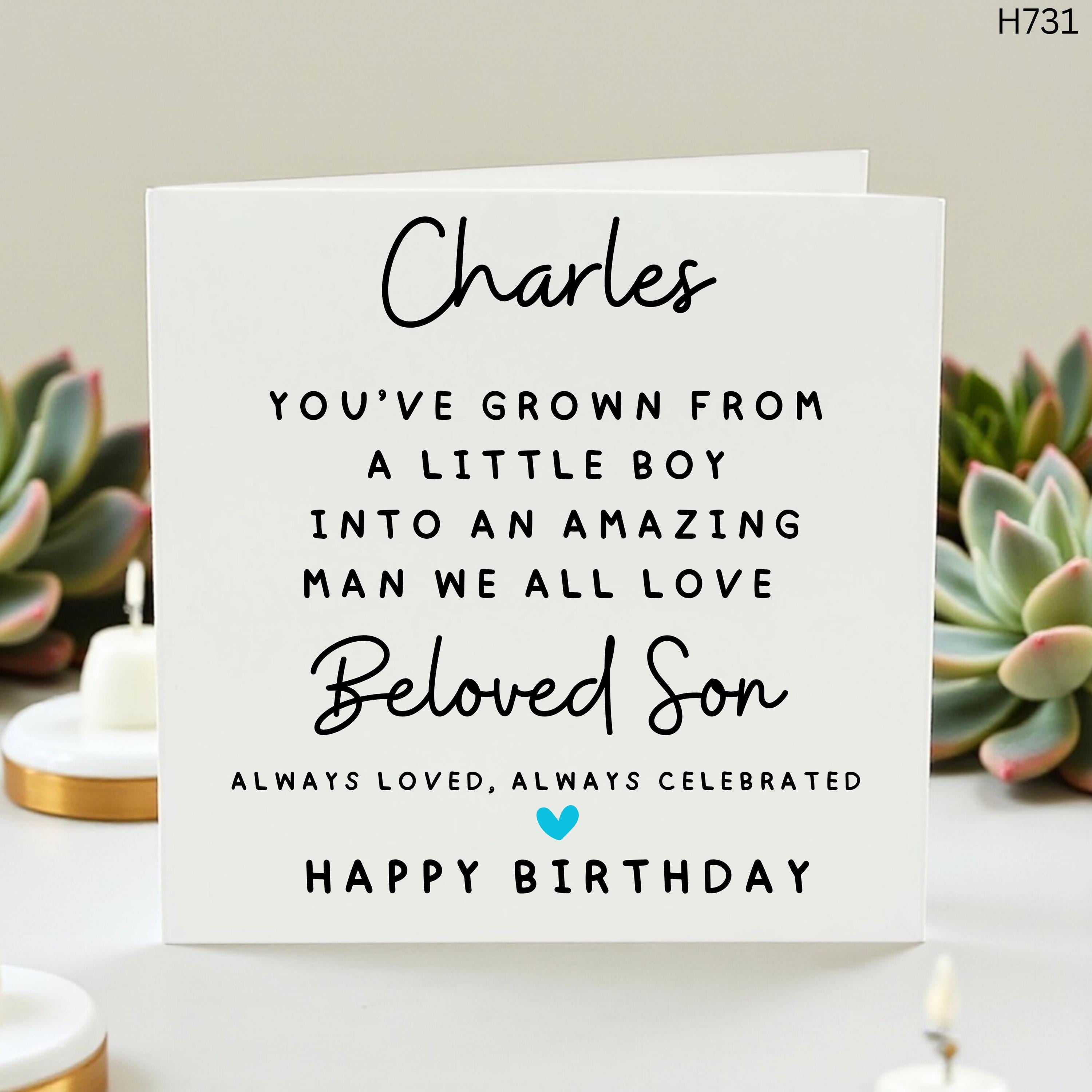 Son Birthday Card, Beloved Son Birthday Gift, Personalized Card for Son, Sentimental Birthday Greeting, Grown Up Son Birthday Gift