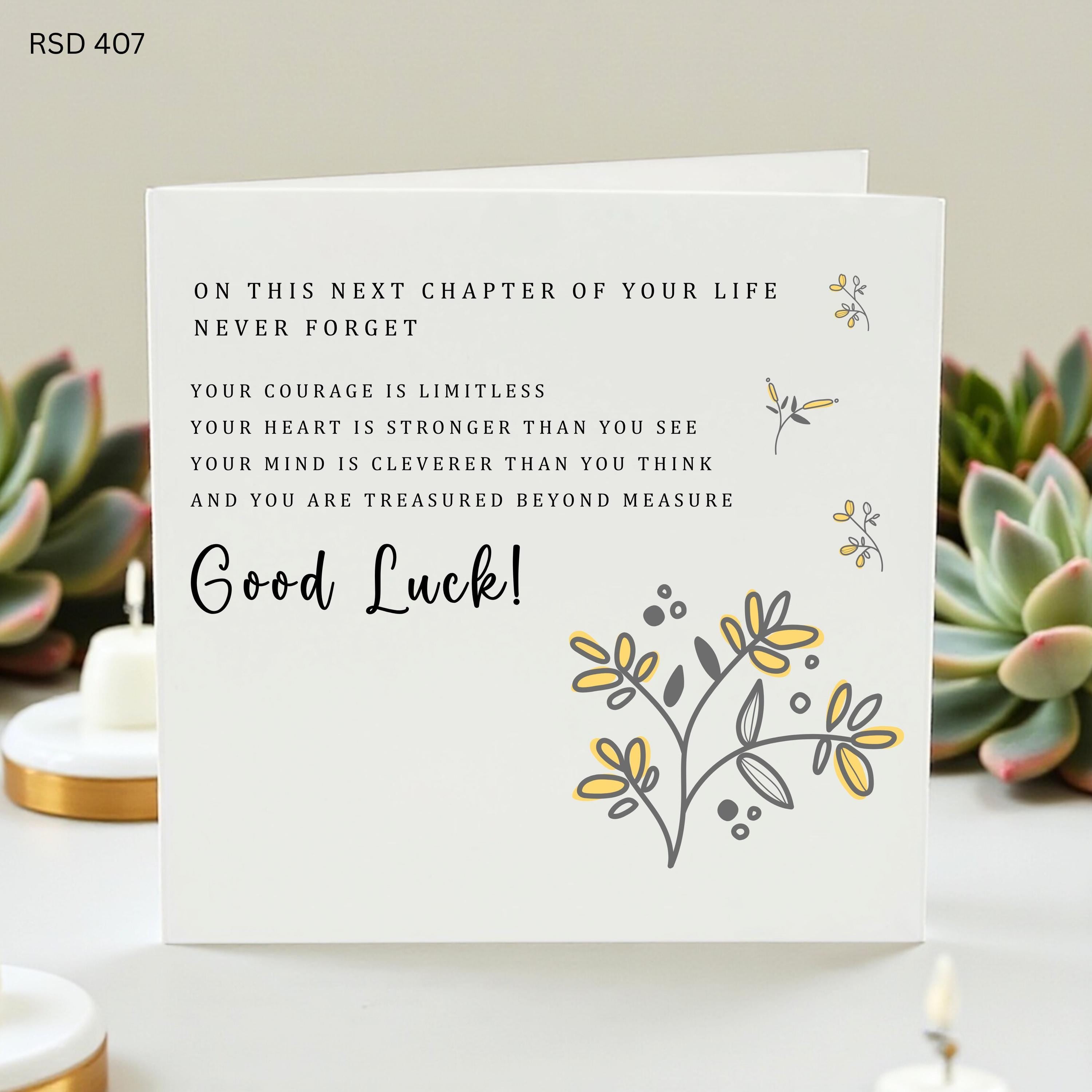 Personalised Good Luck Card - New Job - Graduation - New Home - 6x6 Card - Power Courage Card