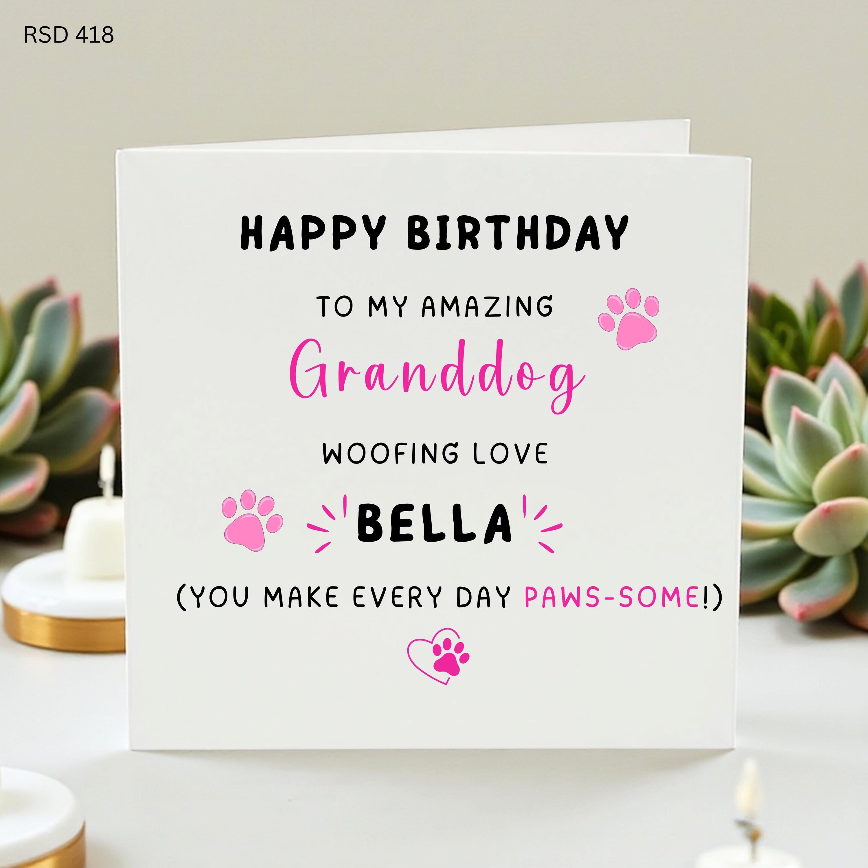 Personalized Granddog Birthday Card, Custom Dog Birthday Card, Funny Dog Card, Pet Birthday Gift, Dog Lover Gift, Happy Birthday