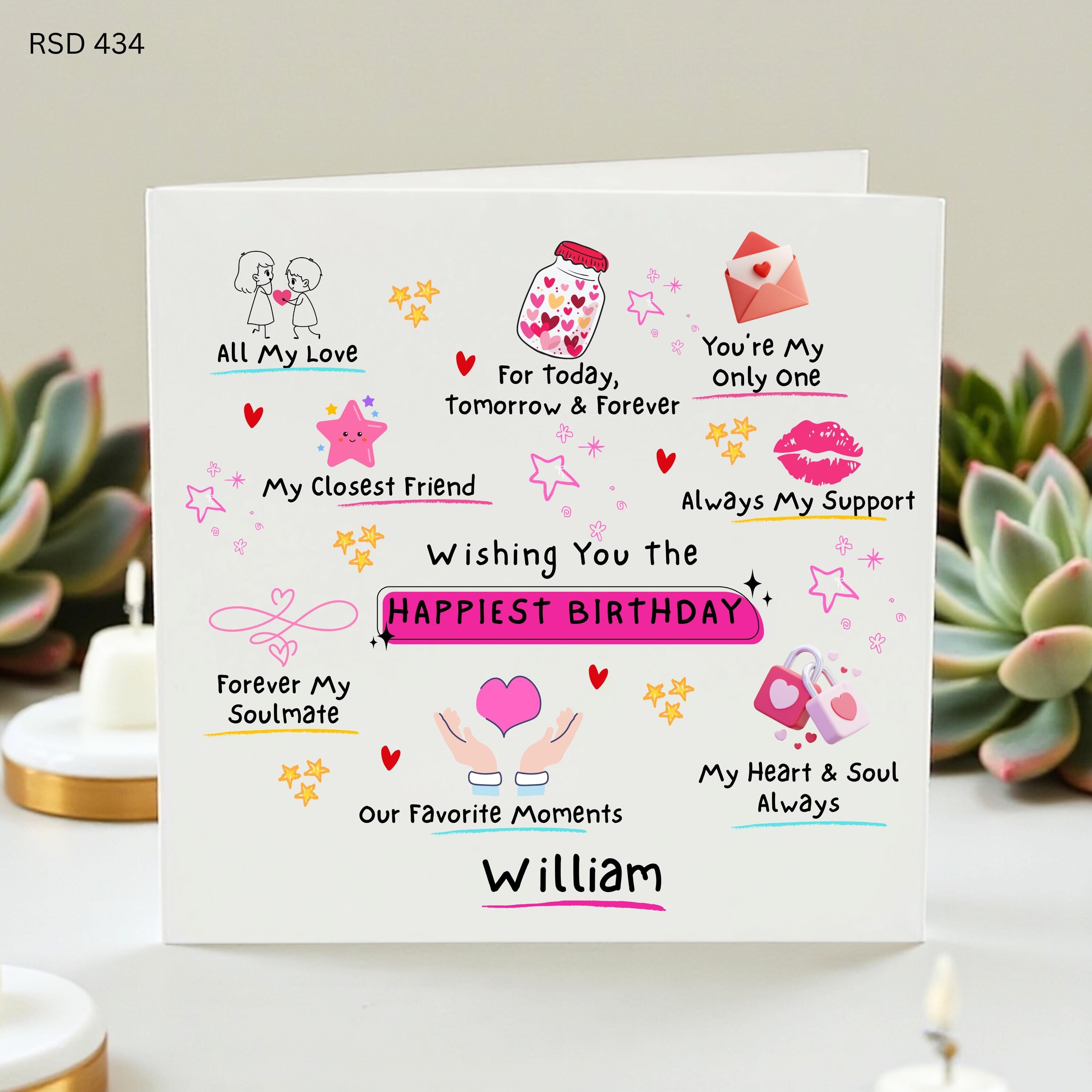 Romantic Birthday Card for Him, Personalized Birthday Card for Boyfriend, Soulmate Birthday Gift, Love Greeting Card, Custom Birthday Card