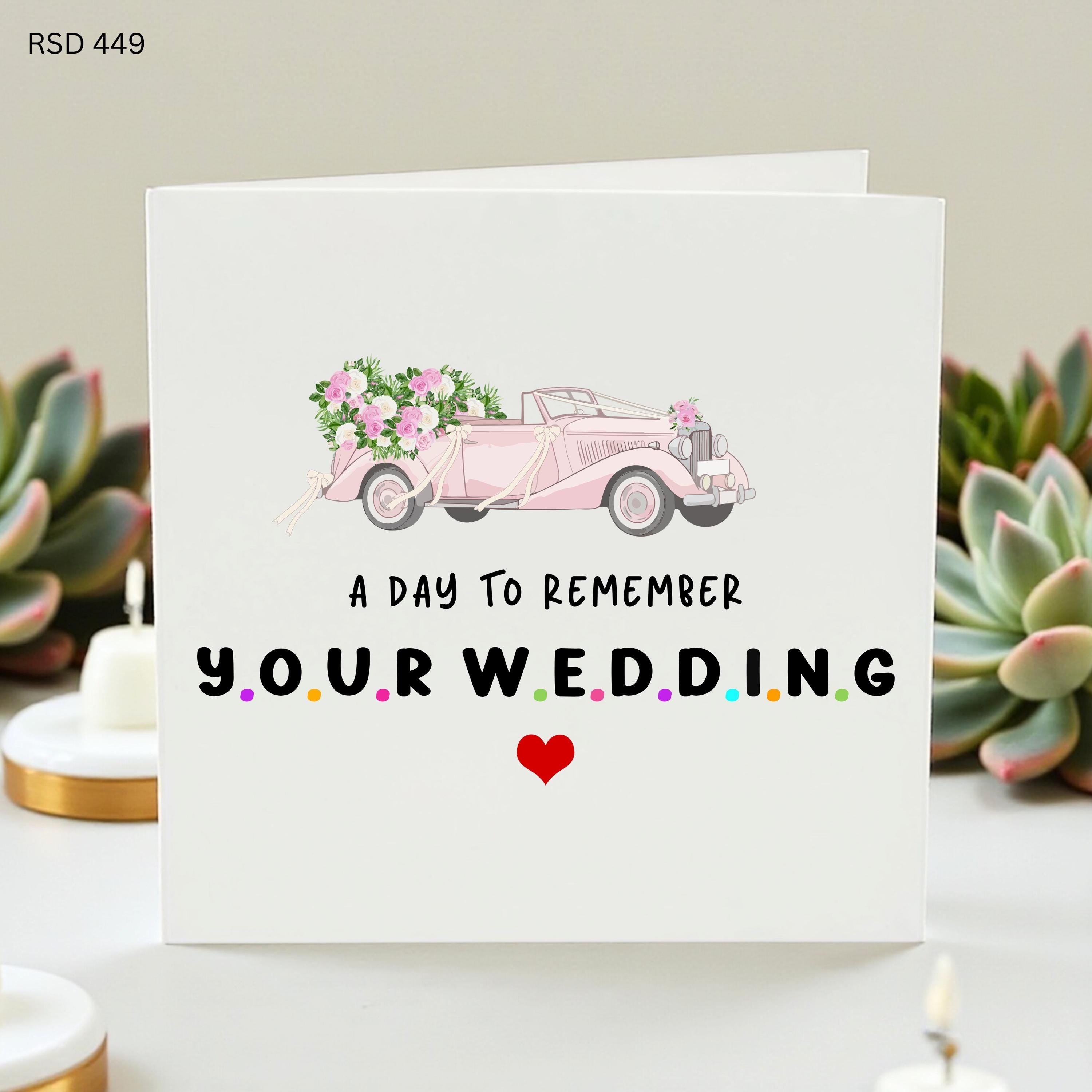 Wedding Card, A Day to Remember, Classic Car Design, Bride and Groom Greeting, Personalized Wedding Card, Romantic Celebration