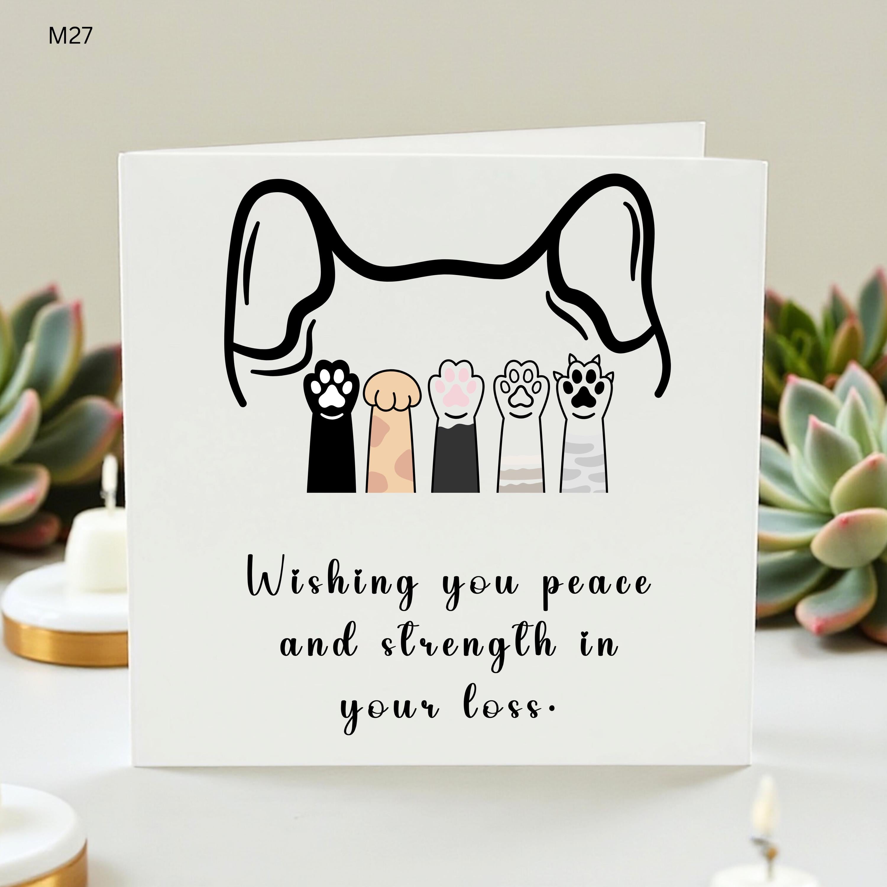 Pet Loss Sympathy Card – Rainbow Bridge Paw Print Design, Sorry for Your Loss Card, Dog or Cat Bereavement Card, Thinking of You