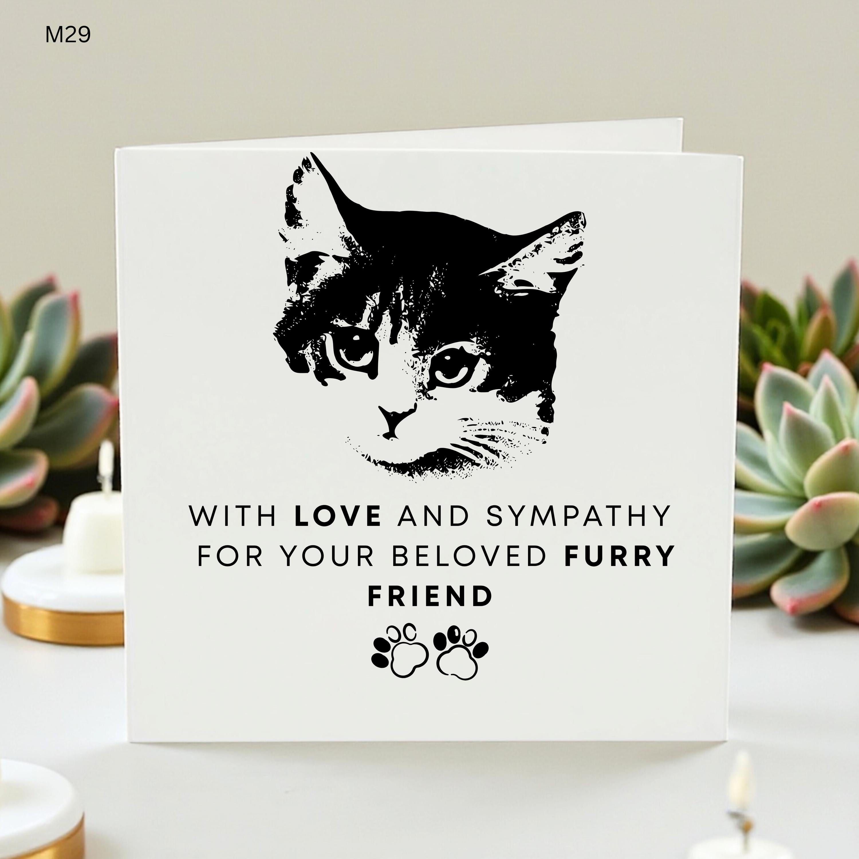So Sorry for the Loss of Your Furry Friend – Cat Sympathy Card, Pet Loss Condolence Card, Comfort and Remembrance Gift for Cat Lovers