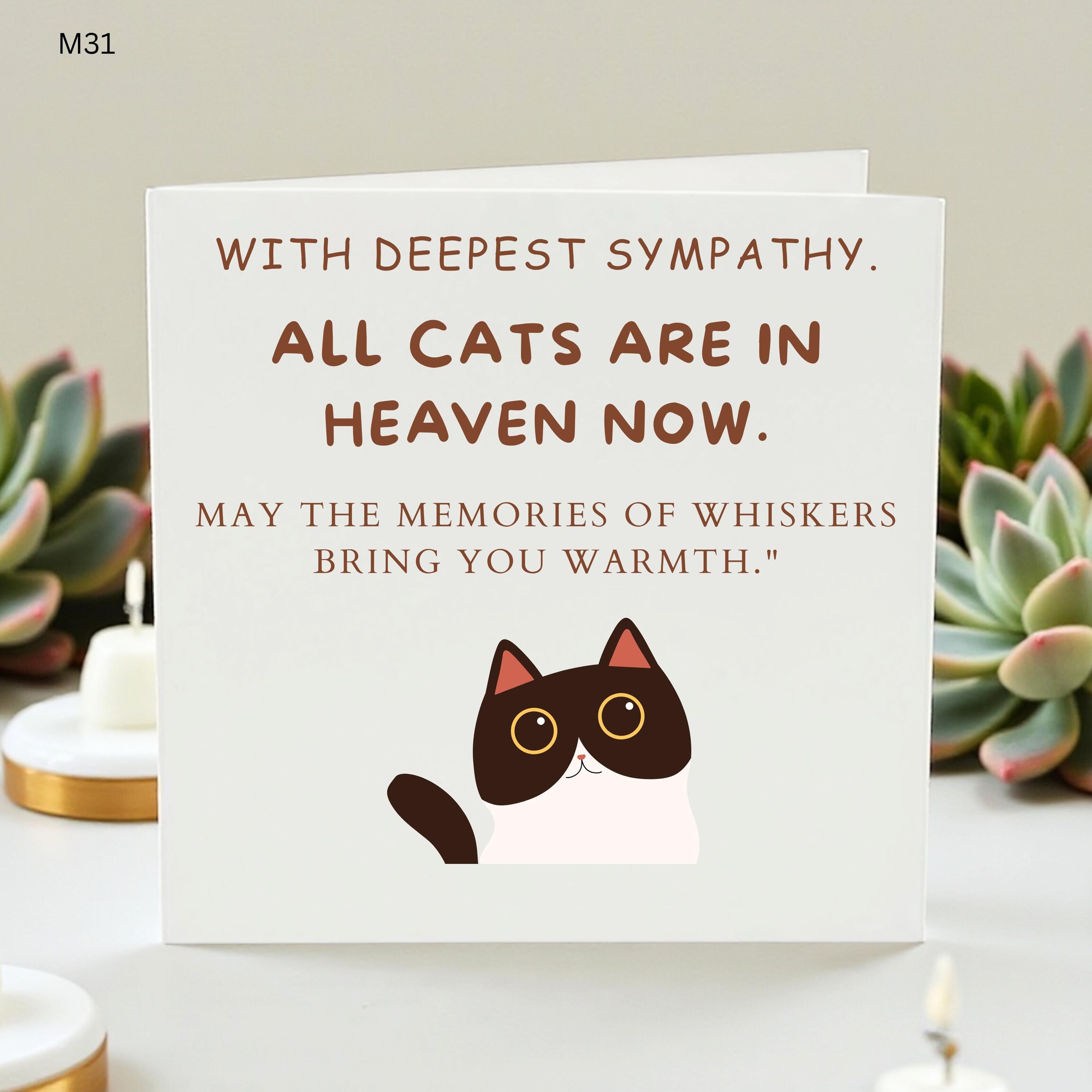 All Cats Go to Heaven Sympathy Card – Pet Loss Card for Cat Lovers, Personalized Cat Memorial Card, Comfort and Remembrance Gift
