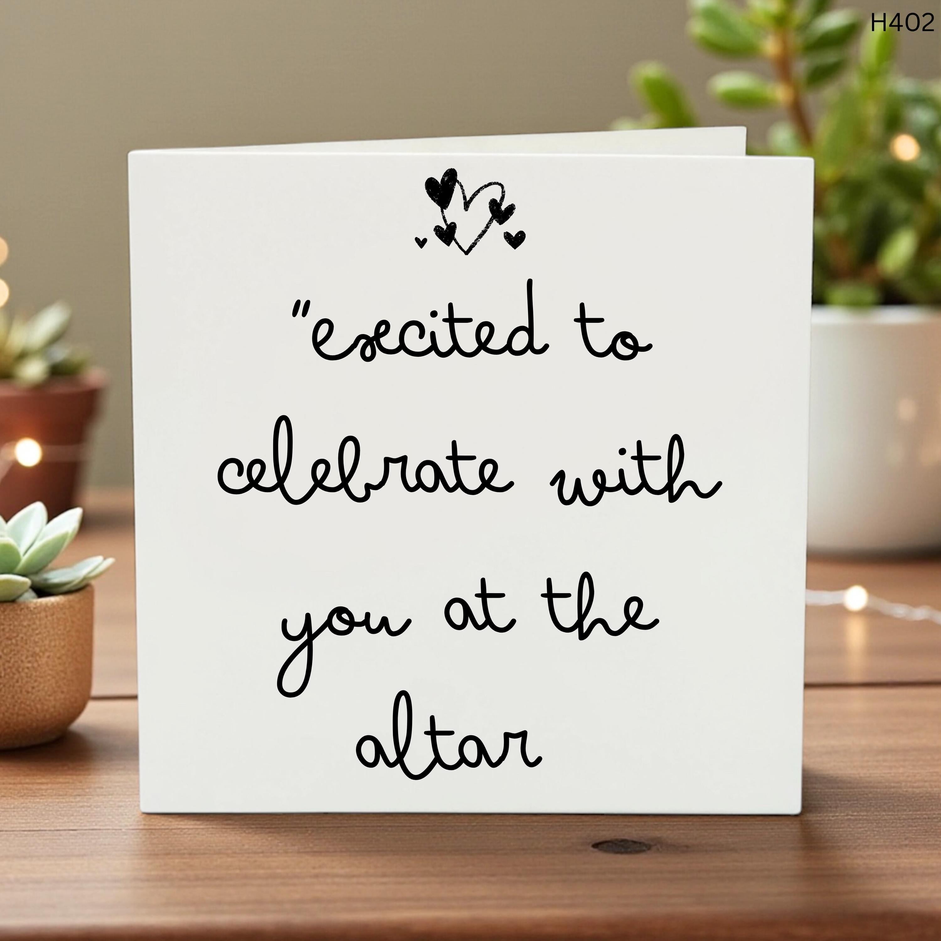 Excited to Celebrate Wedding Card, Fun Personalized Couple Greeting, Altar Celebration Card, Custom Names, Playful Marriage Congratulations