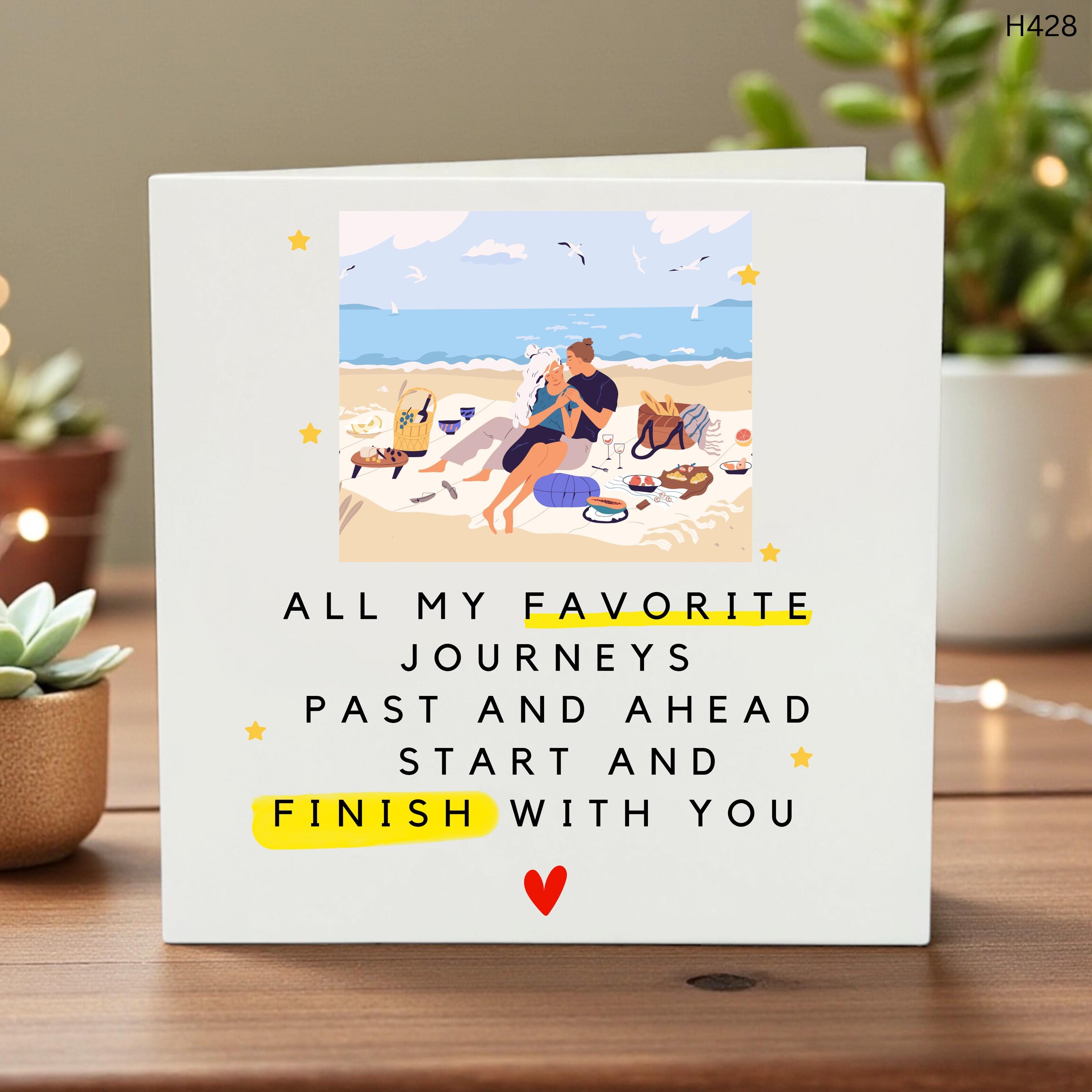 Romantic Couples Card, All My Favorite Journeys Love Note, Anniversary Greeting for Him or Her, Thoughtful Relationship Card