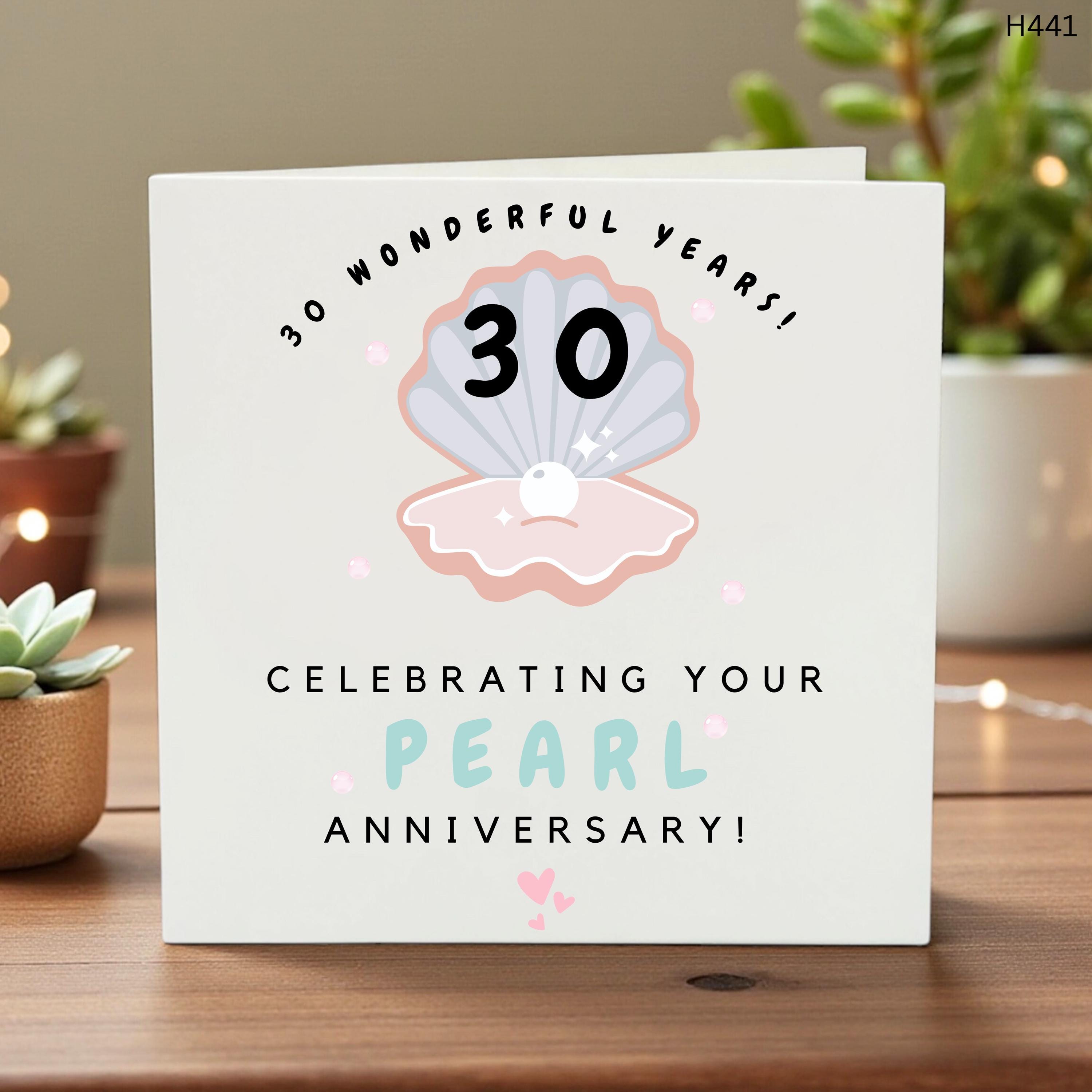 Pearl Anniversary Card, 30th Wedding Celebration Greeting, Cute Couples Card, Romantic Milestone Anniversary Greeting Card - Anniversary