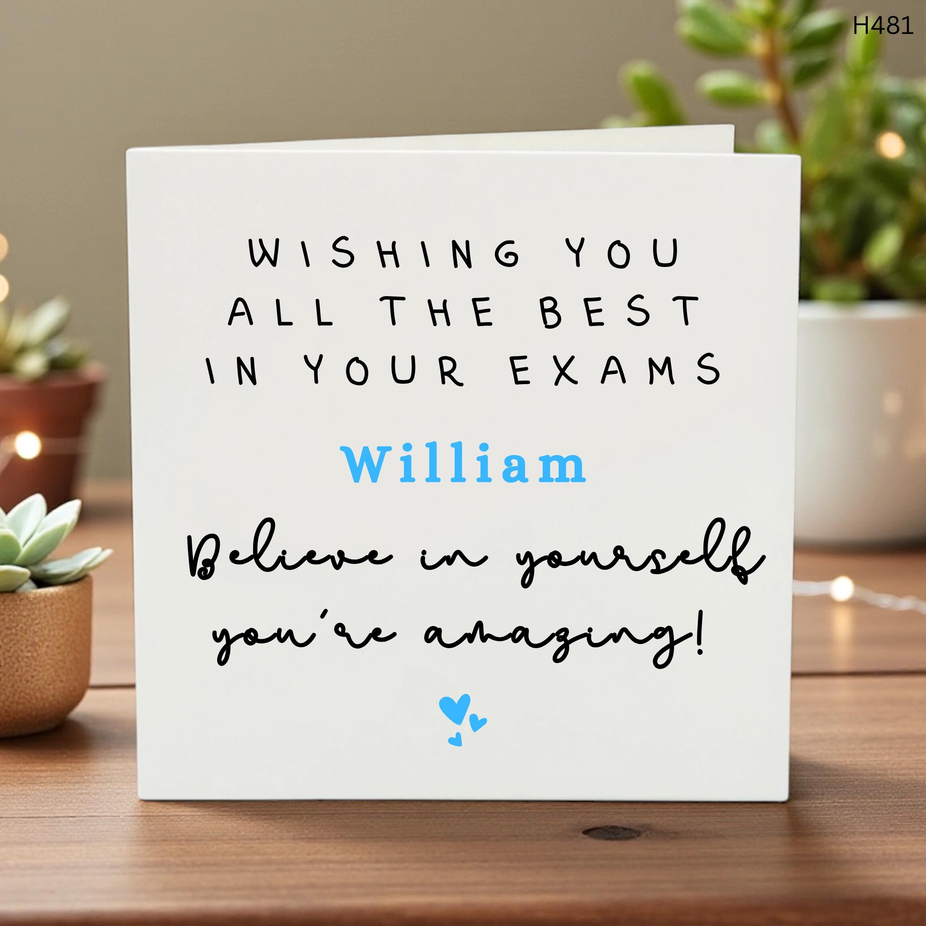 Personalized Exam Good Luck Card, Custom Name Motivation Card, Believe in Yourself Card for Students, Encouragement Card for Son Daughter