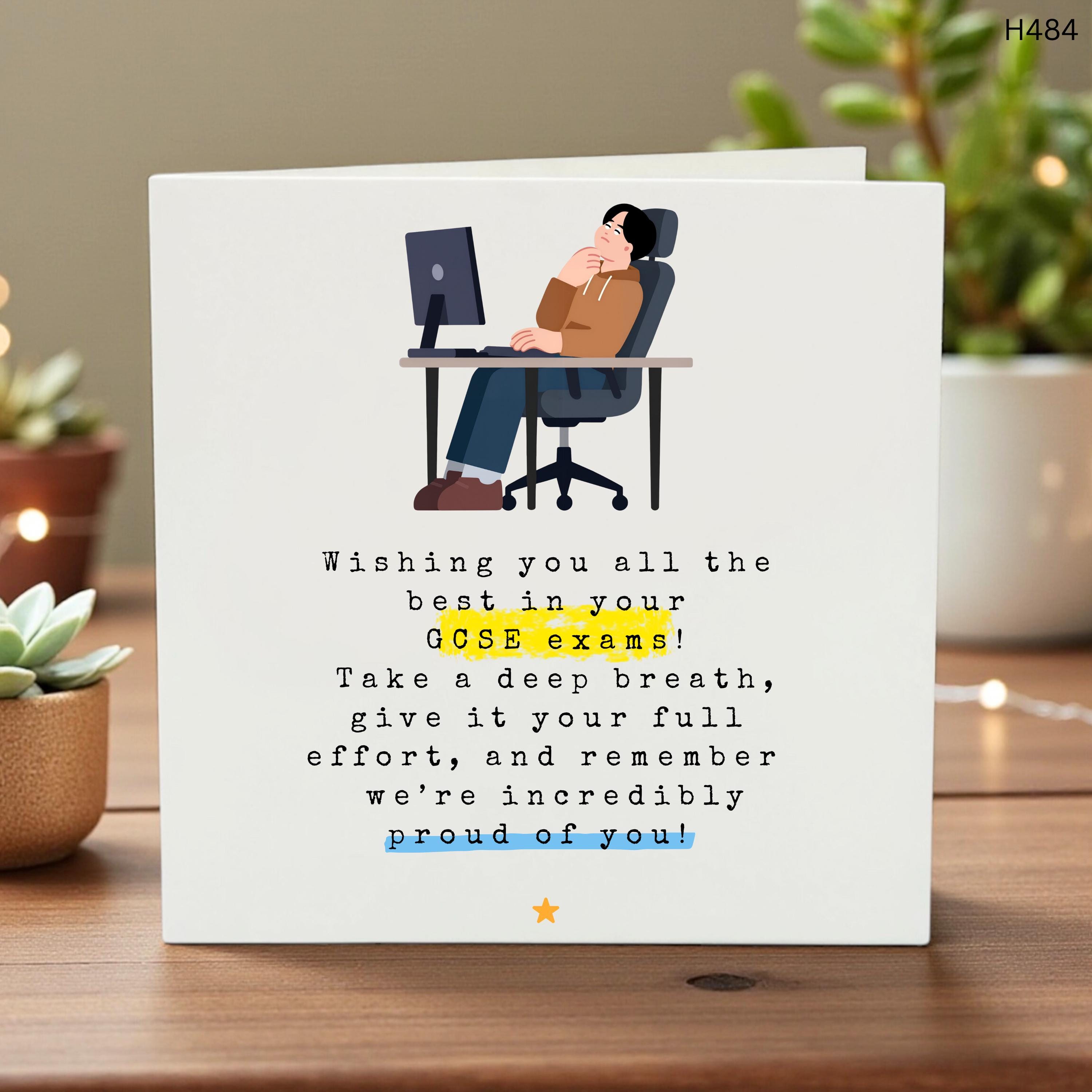 GCSE Good Luck Card, Exam Success Card for Son Daughter, Proud of You GCSE Exams, Motivational Card for Students, Best of Luck GCSE 2026