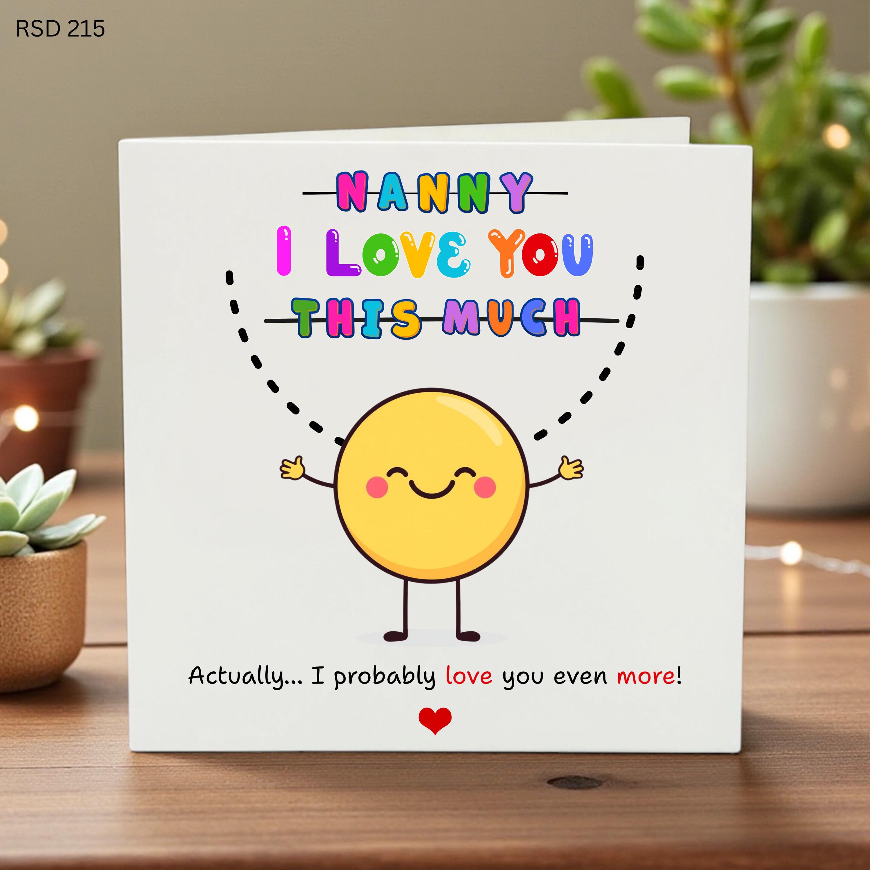 Nanny I Love You This Much Birthday Card, Cute Colorful Greeting Card for Nanny from Grandkids, Nanny Mother's Day Gift, Thinking of You