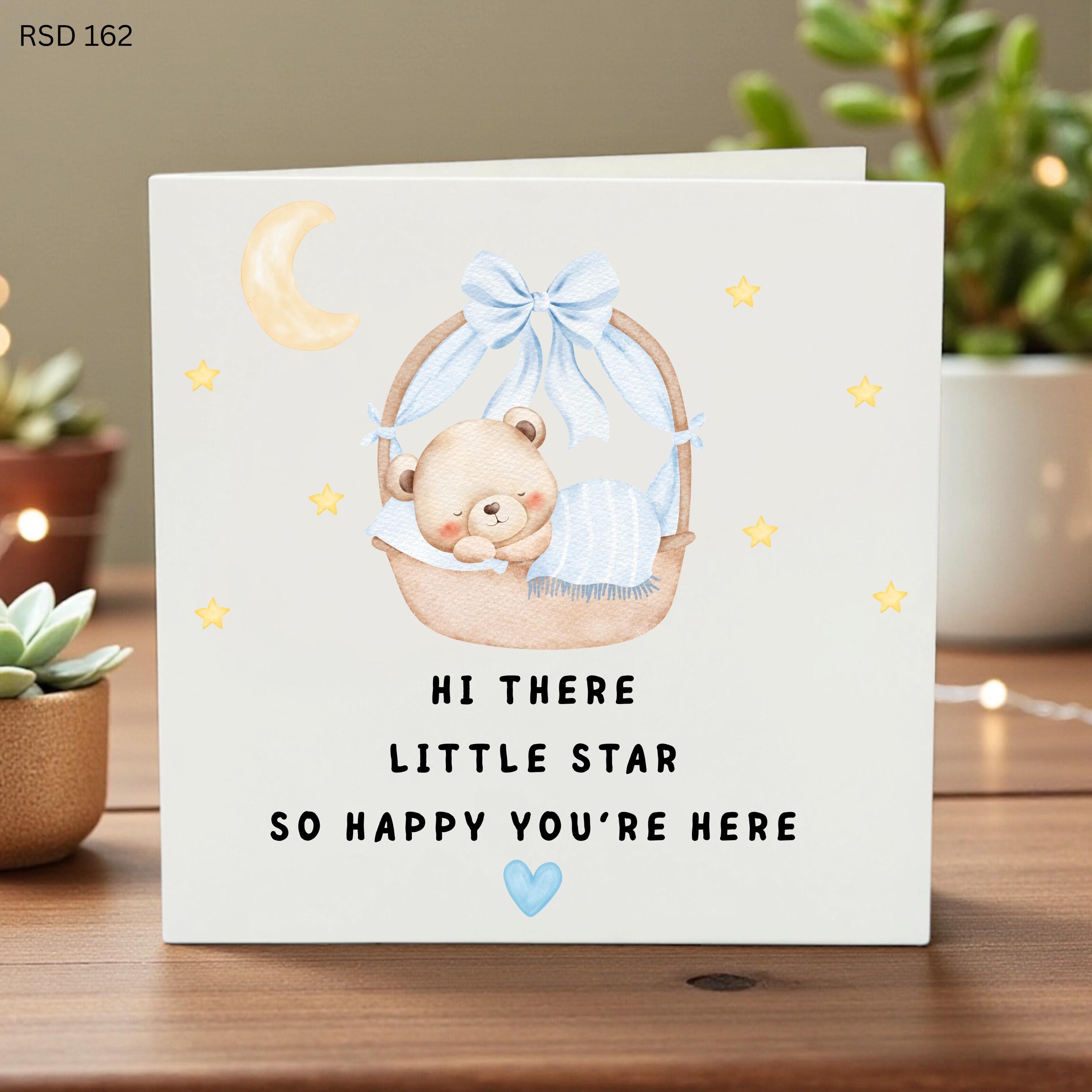 Newborn Baby Card for Boys, Cute Little Star Card, Welcome Baby Card, Personalized Baby Announcement, Unique Baby Gift Idea