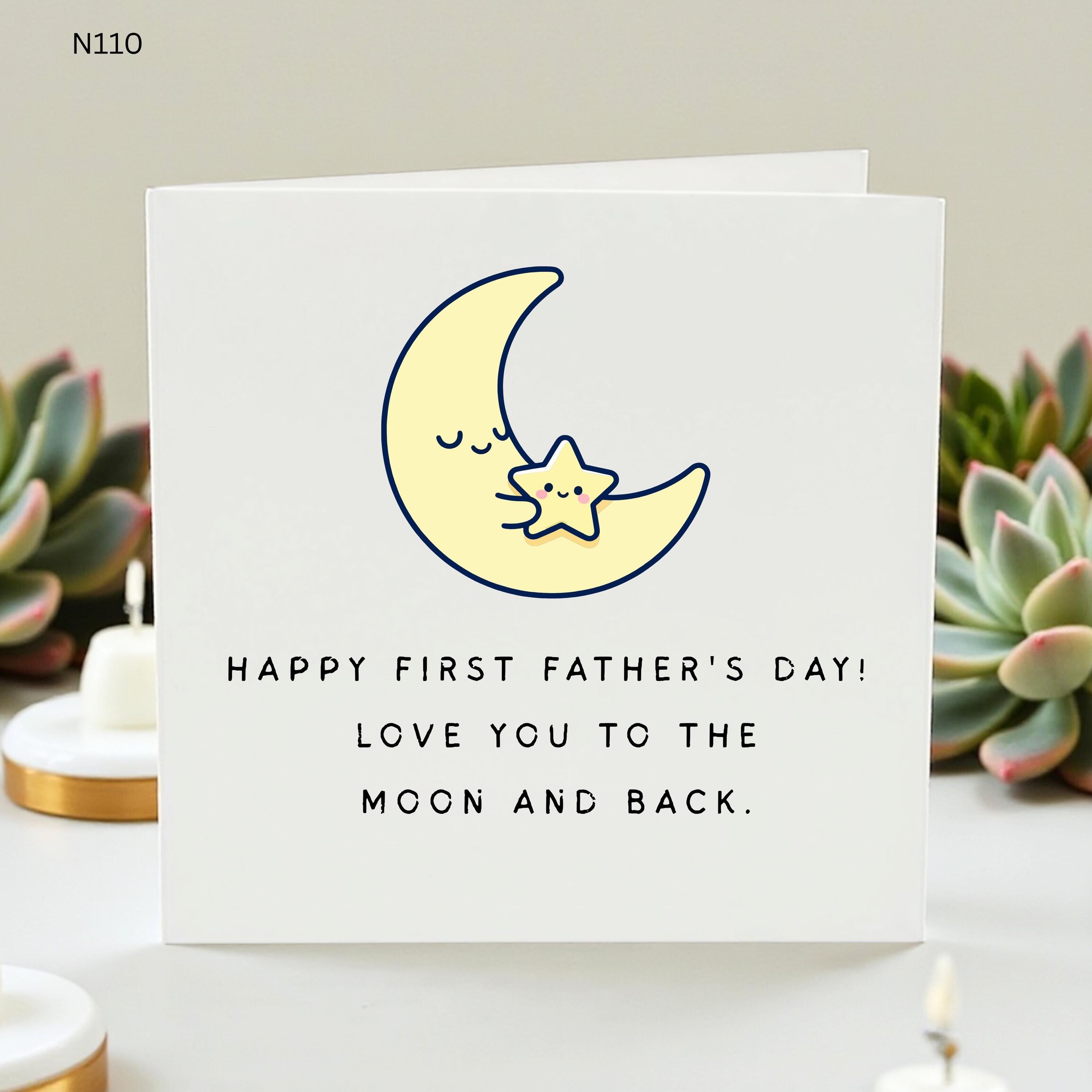 First Father's Day Card, Love You To The Moon And Back, New Dad Gift, Baby to Daddy Card, Cute Moon and Star, First Time Dad, Father's Day