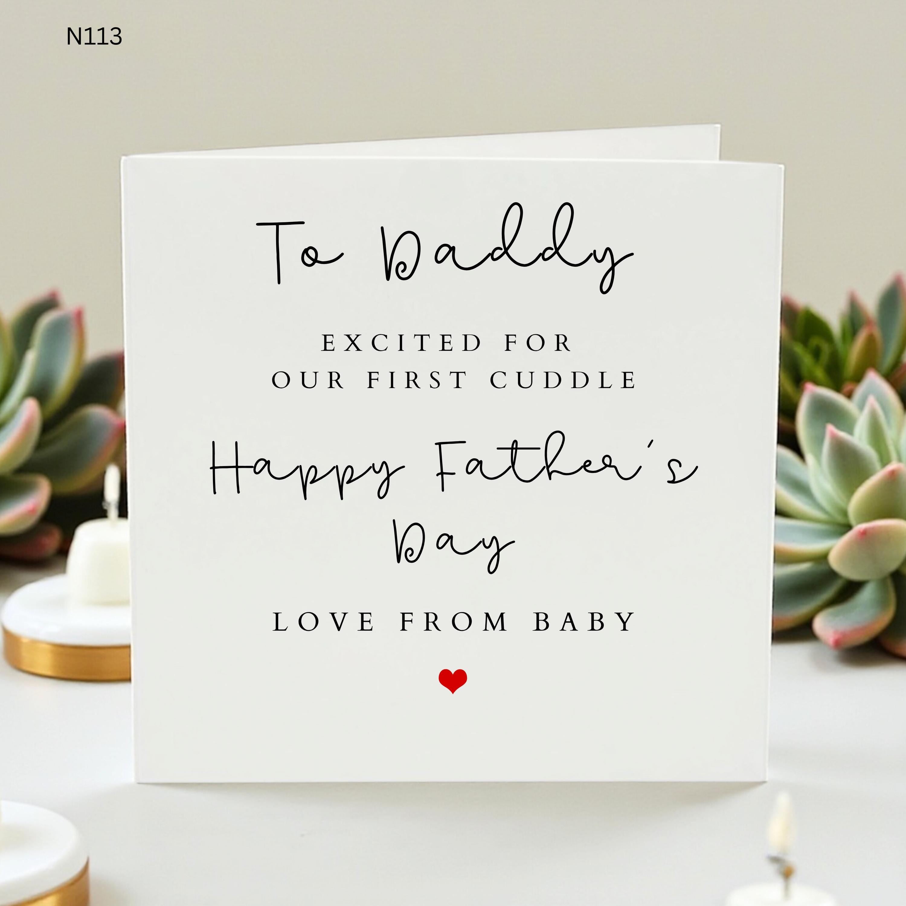 Father's Day Card for Daddy to Be, Pregnancy Announcement Card for Husband, Excited for First Cuddle, First Father's Day Gift, Baby on Way