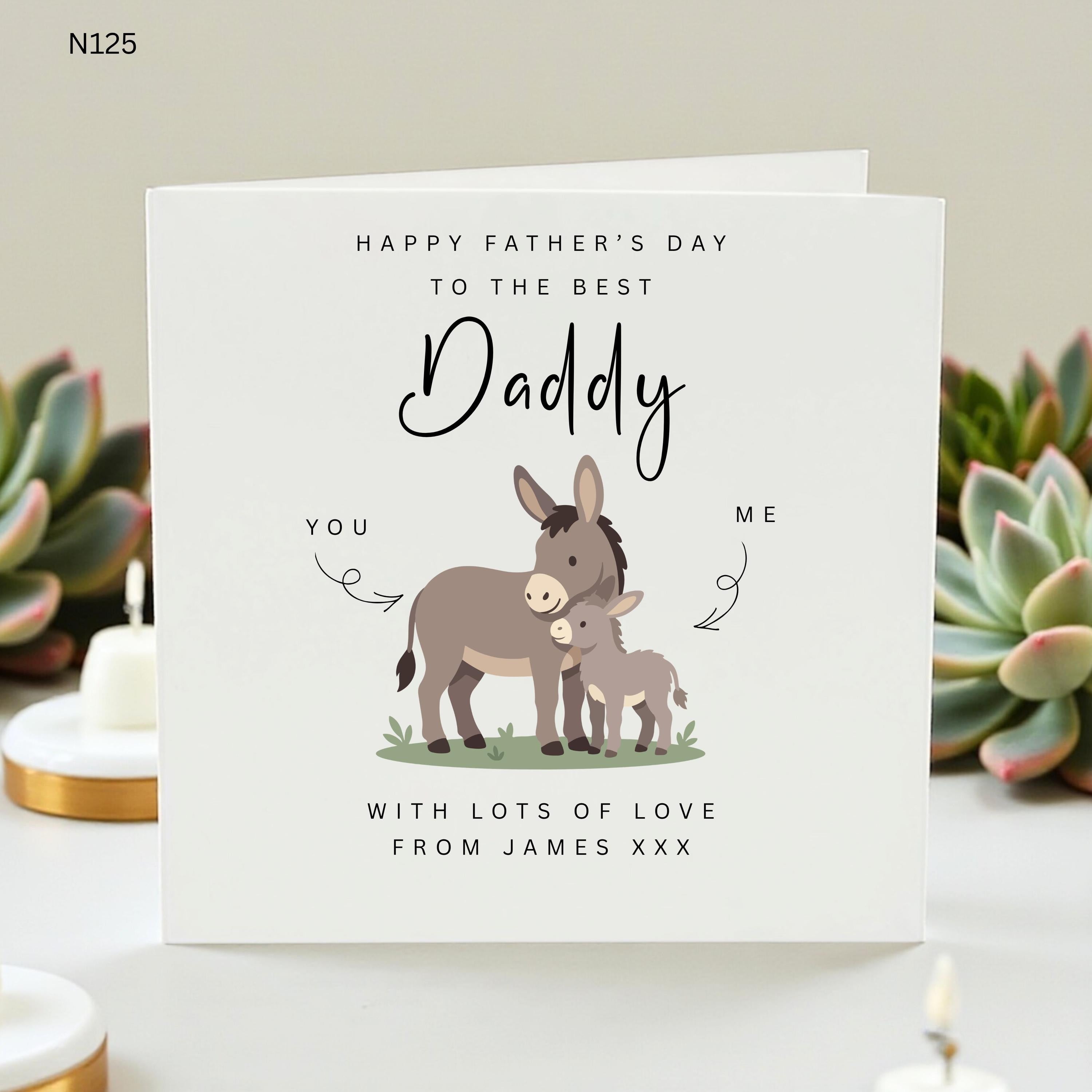 Personalized Father's Day Card from Child, Custom Donkey Daddy Card, Cute Animal Dad Card, Gift for New Dad, First Fathers Day Card, Daddy