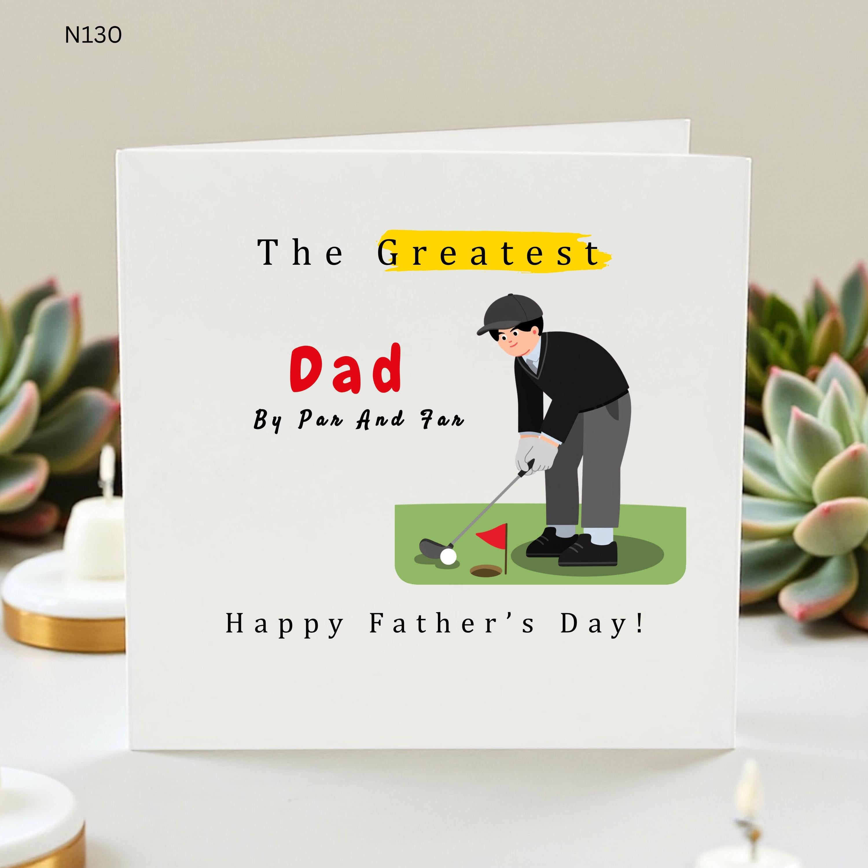 Golf Father's Day Card, The Greatest Dad By Par And Far, Funny Golf Greeting Card, Golfer Dad Gift, Father's Day Card from Son or Daughter