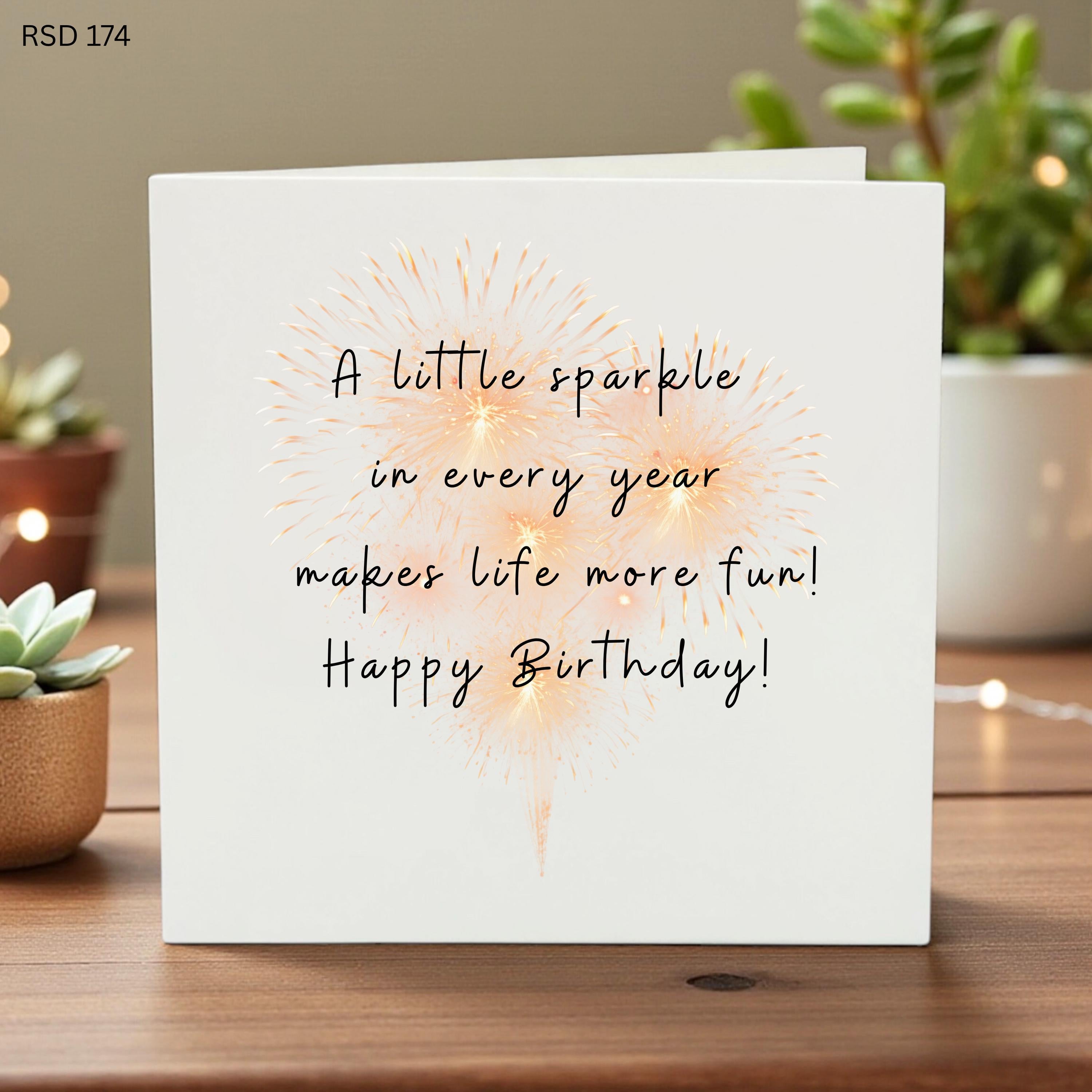 Sparkle Birthday Card for Her, Inspirational Happy Birthday Card, Fun Birthday Gift for Friend, Elegant Gold Sparkle Greeting Card