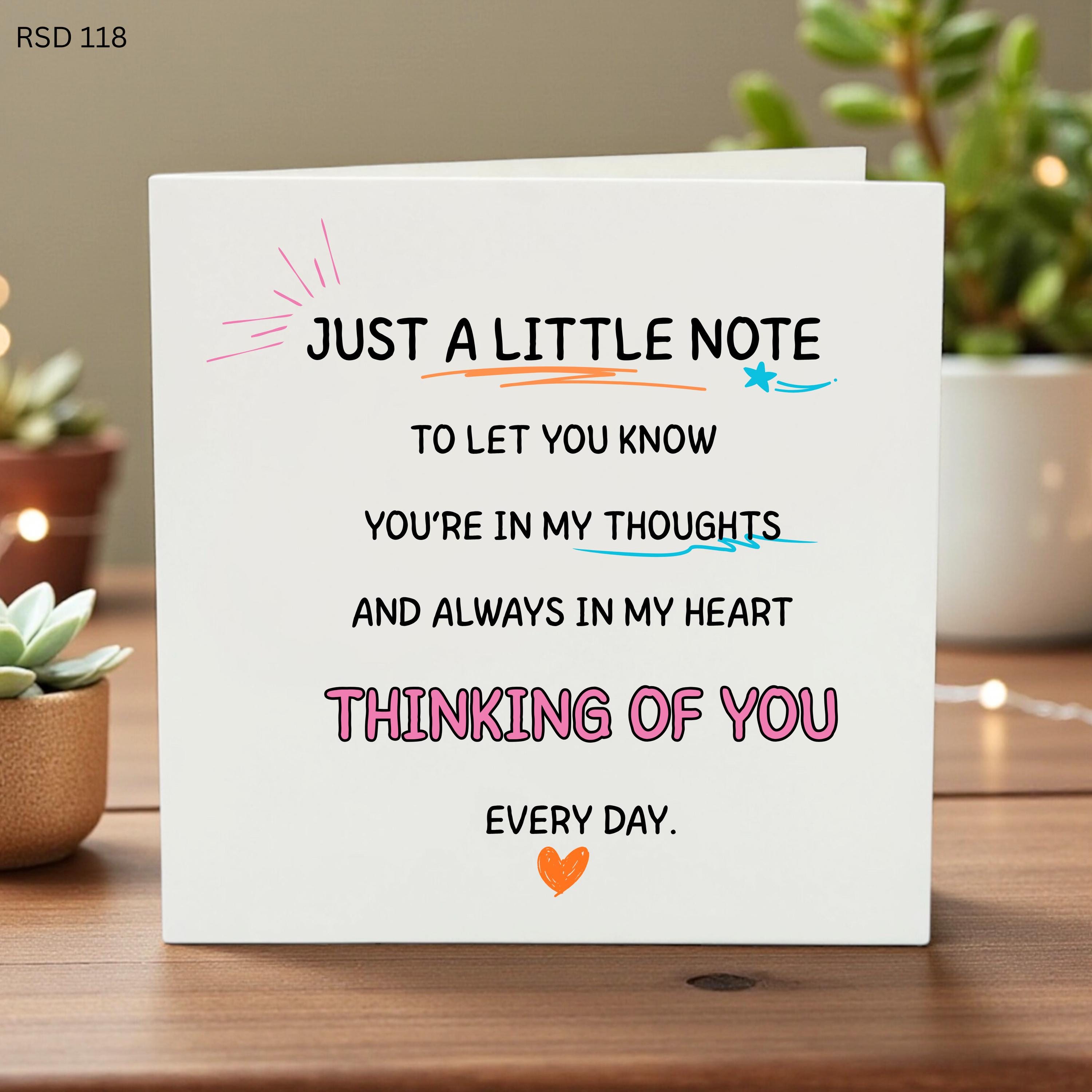 Thinking of You Card, Just a Little Note for Friend, Sympathy Gift for Her, Sending Love and Hugs, Bereavement Support Gift, Long Distance