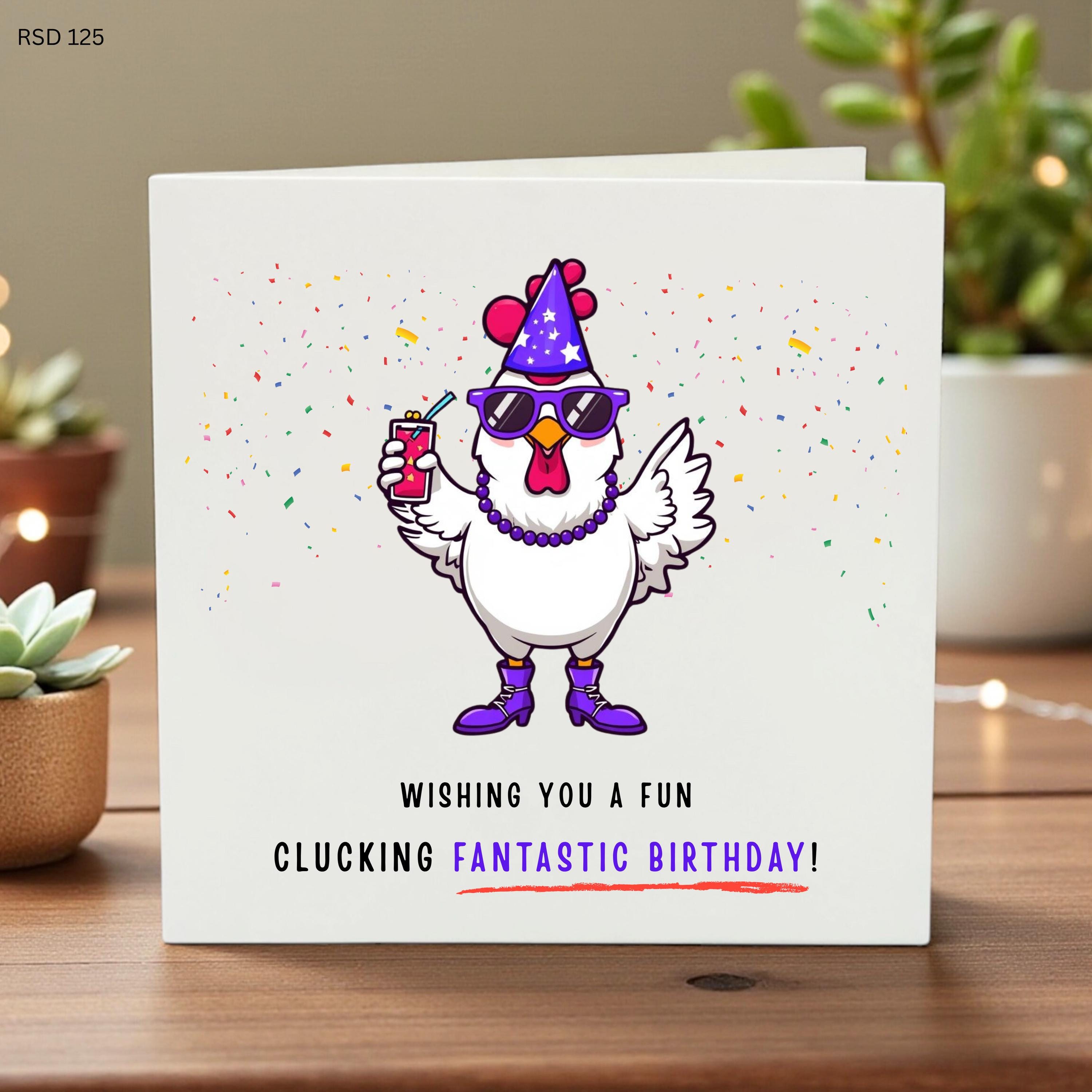 Funny Chicken Birthday Greeting Card Clucking Fantastic Pun Animal Lover Stationery