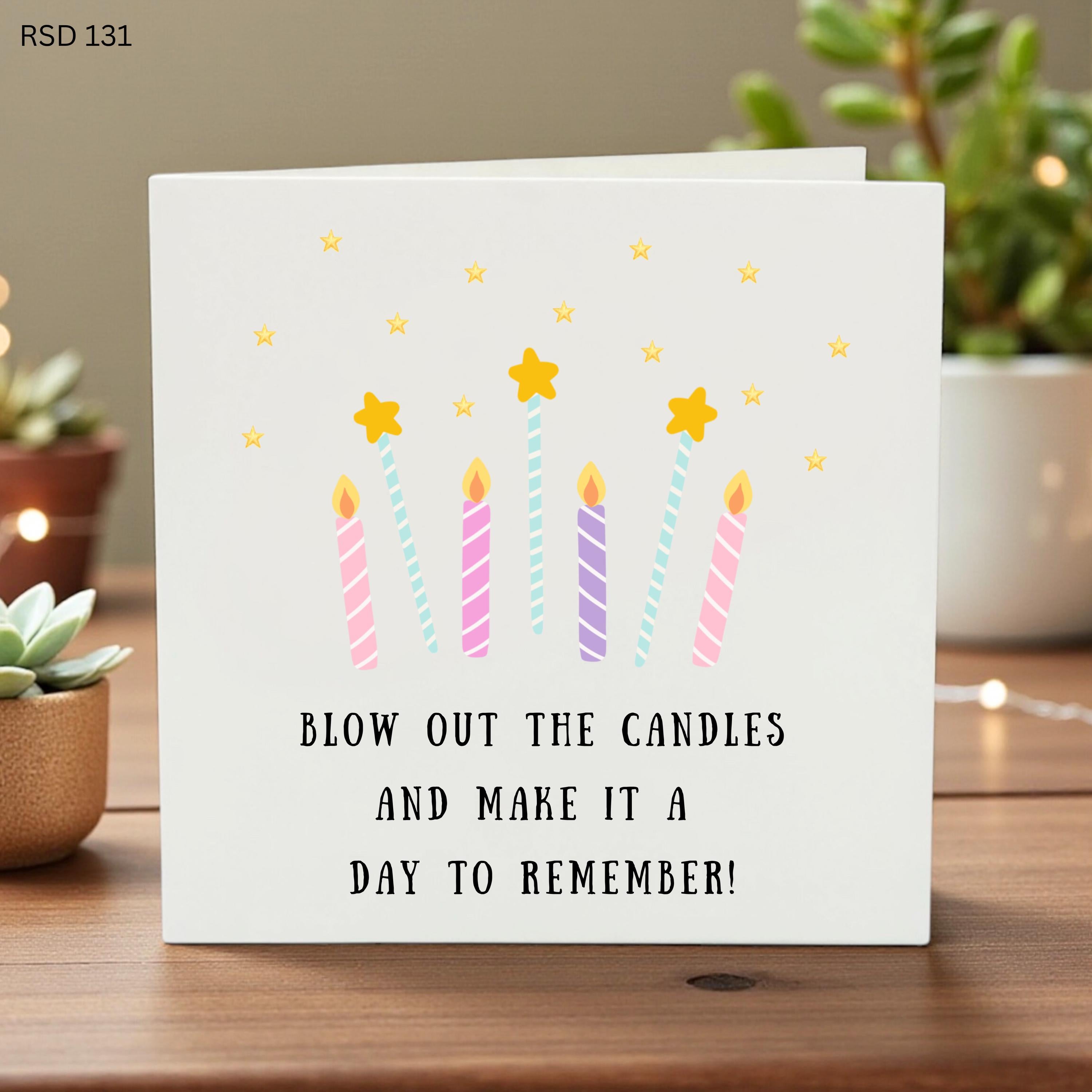 Happy Birthday Greeting Blow Out The Candles Pastel Illustration Stars Day To Remember