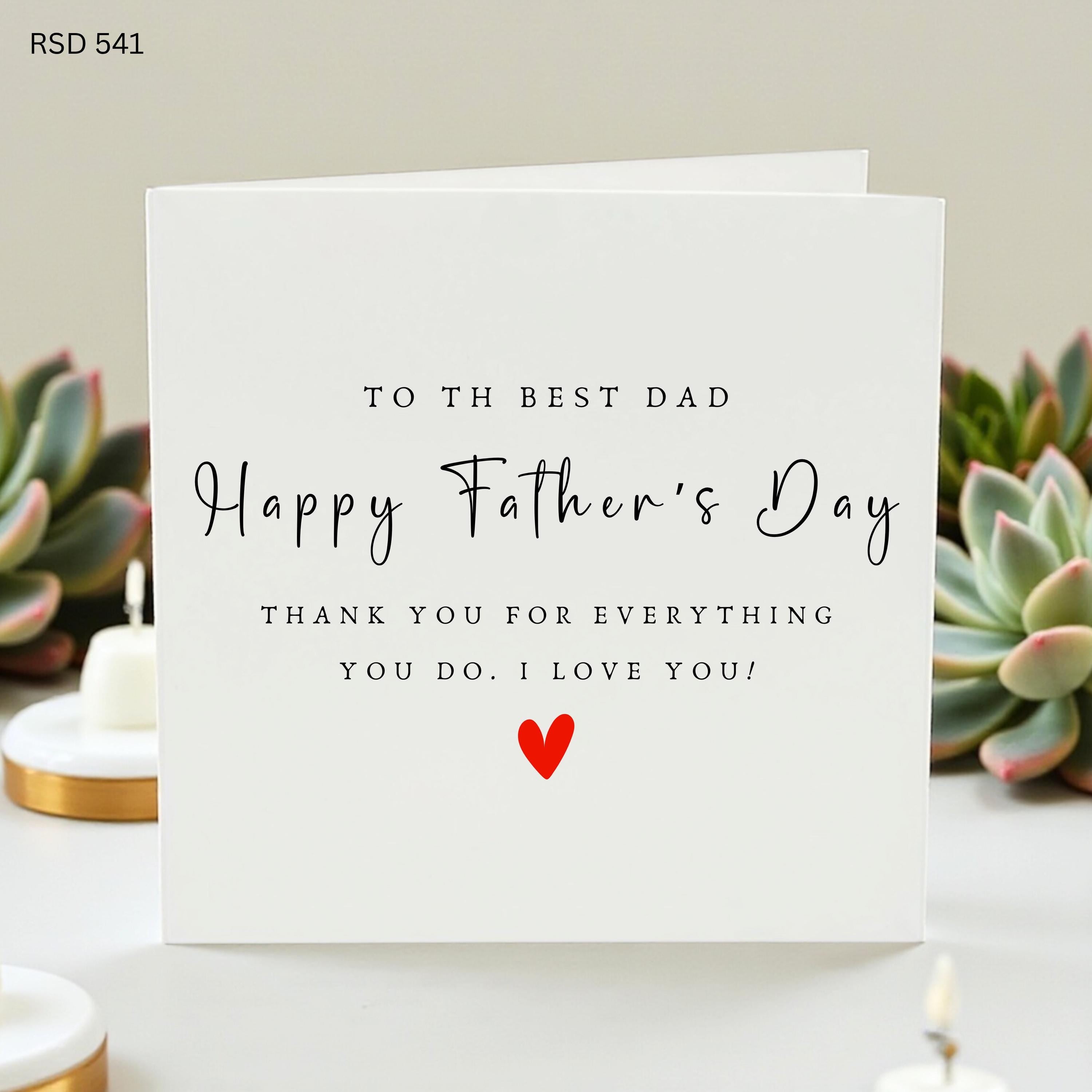 Minimalist Father's Day Card, Best Dad Greeting Card, Simple Elegant Dad Card, Thank You Dad Gift, From Daughter, From Son, Father Card