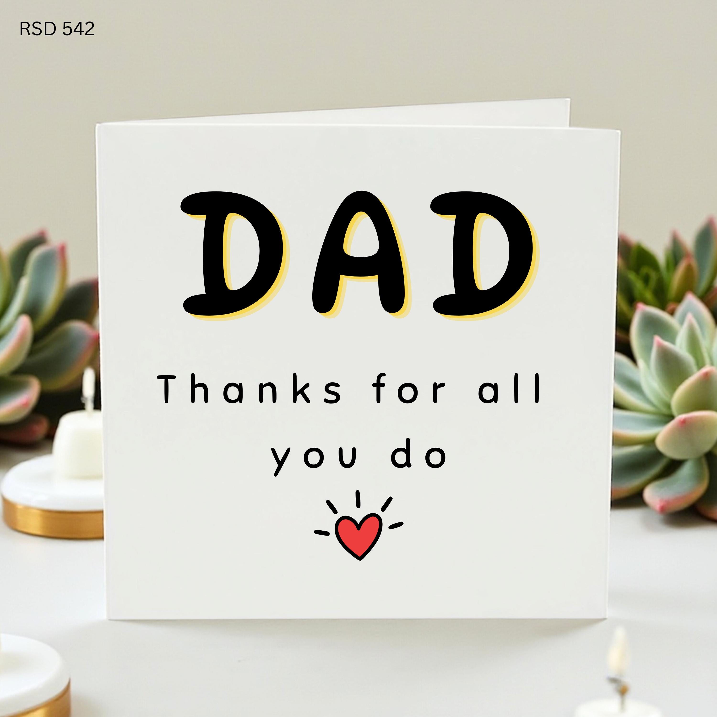 Dad Thank You Card, Fathers Day Card for Dad, Simple Appreciation Card, Thoughtful Gift for Father, From Son, From Daughter, Love You Dad