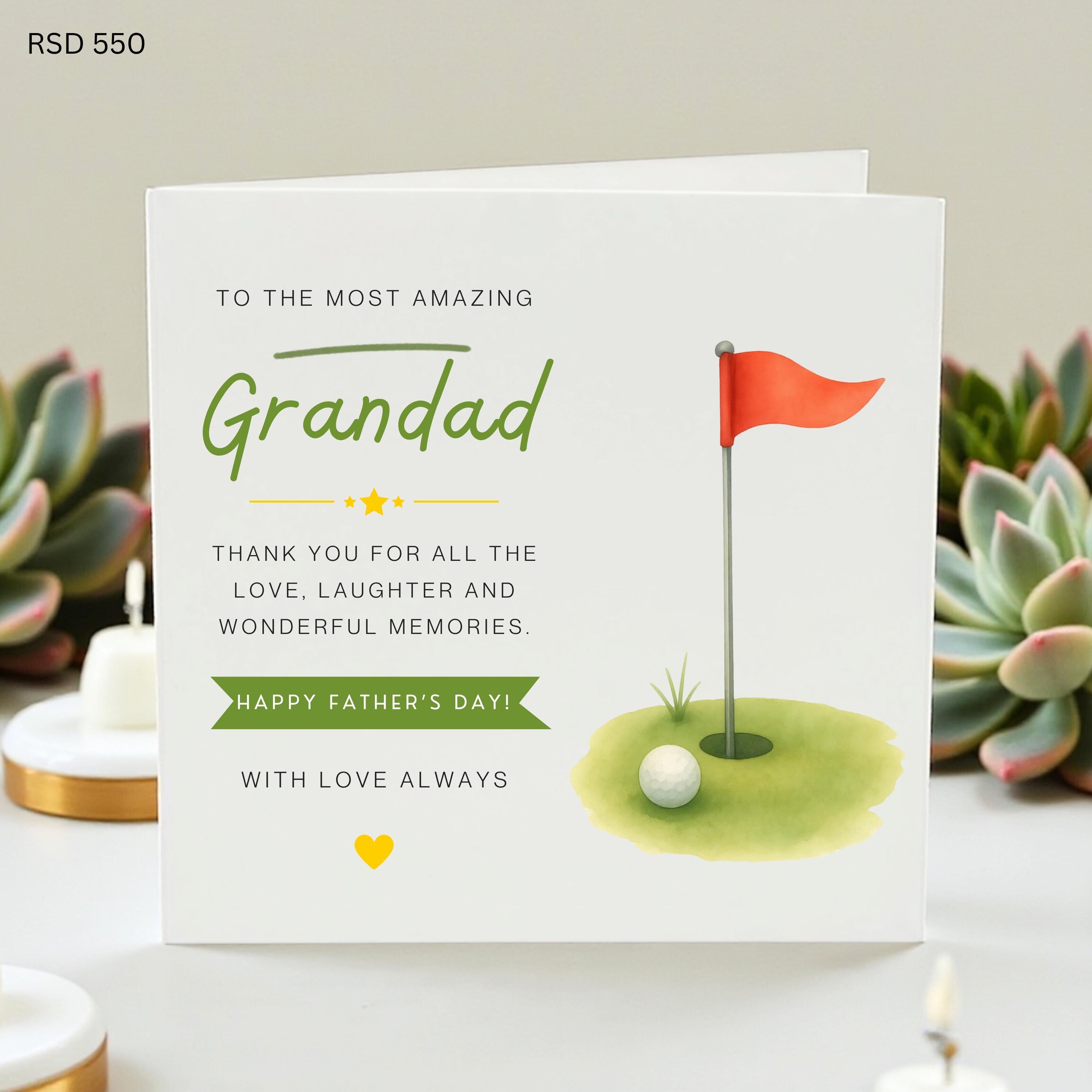 Father's Day Card for Grandad, Golf Themed Greeting Card, Grandad Birthday Gift,Golf Lover Card, Best Grandad Ever,Gift from Grandkids, Card