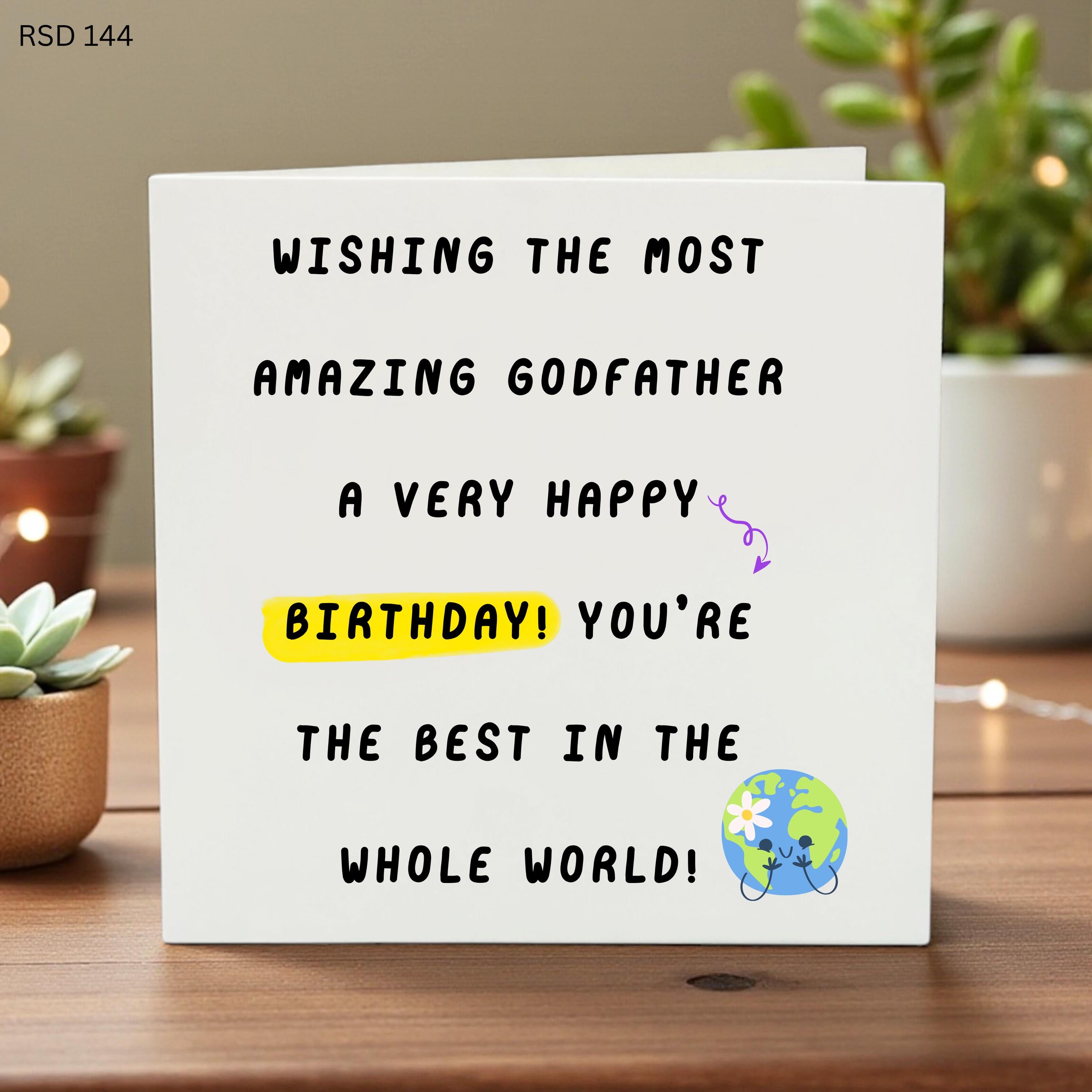Amazing Godfather Happy Birthday Card, Best in the Whole World Greeting Card for Godfather, Personalized Birthday Gift for Him from Kids