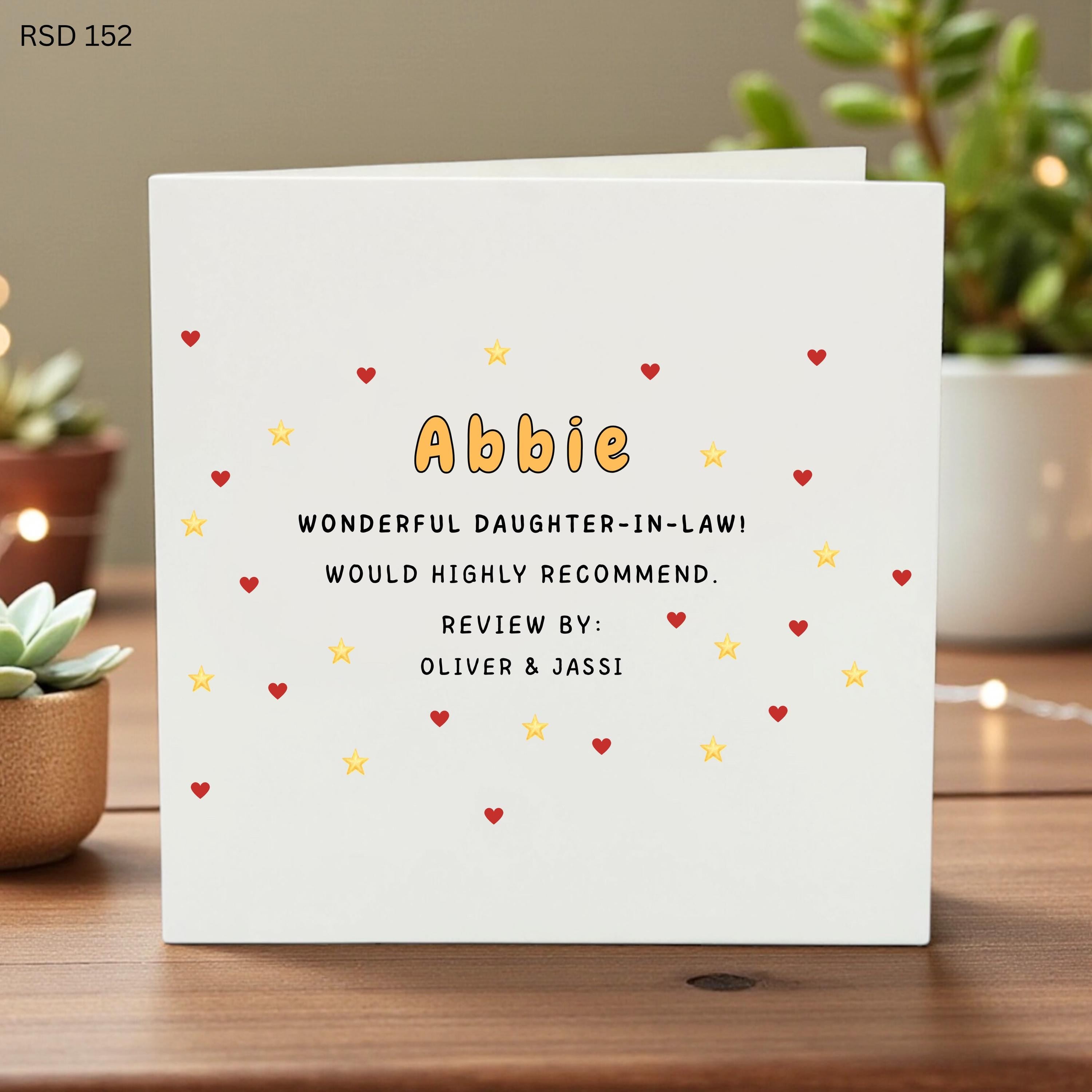 Funny Daughter-in-Law Birthday Card, Personalized 5 Star Review Card for Her, Would Highly Recommend Custom Name Card for Abbie, New Gift