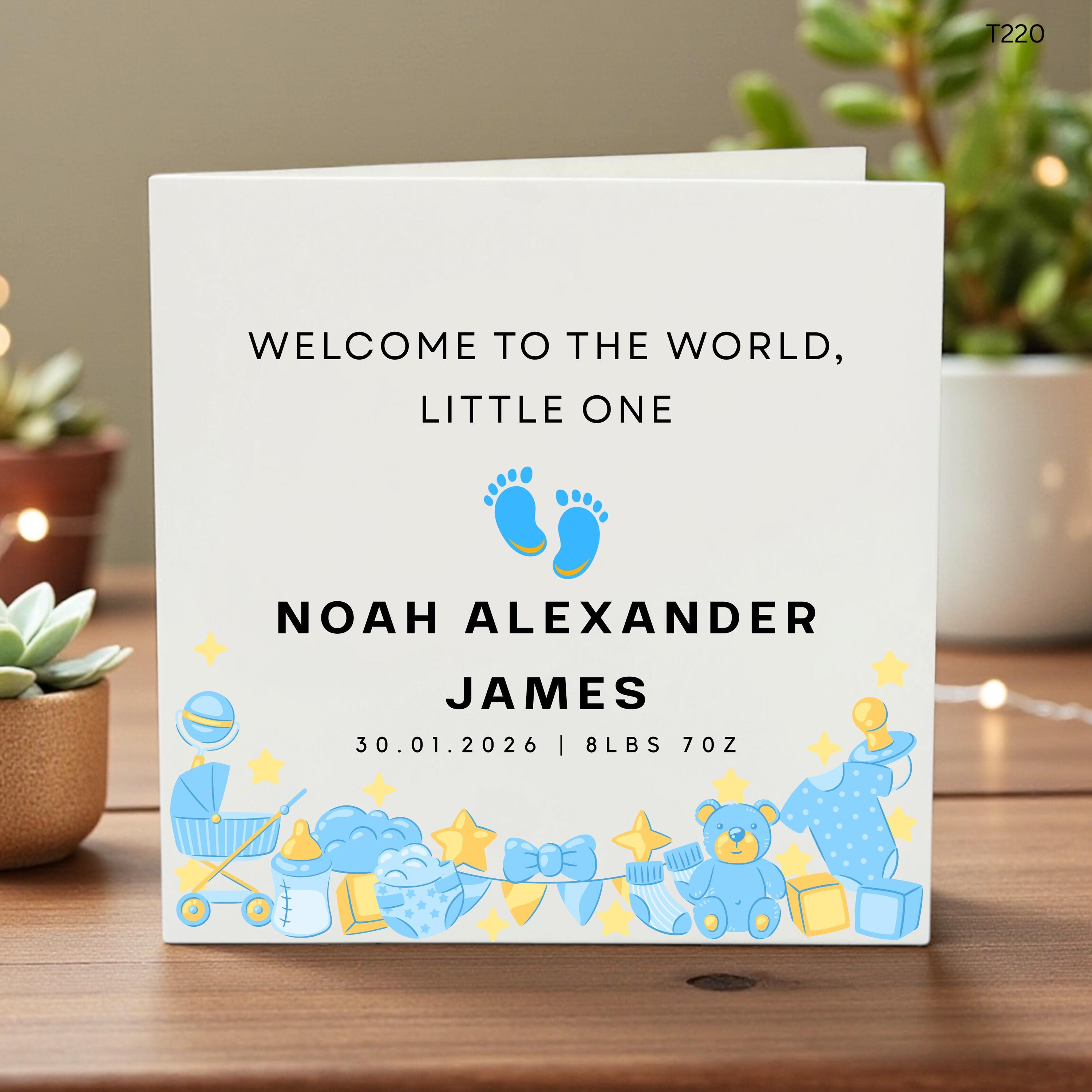 Congratulations on The Arrival of baby Boy card-Welcome to the Word card- Baby Shower Card-Personalized Baby Card-Newborn Greeting Card