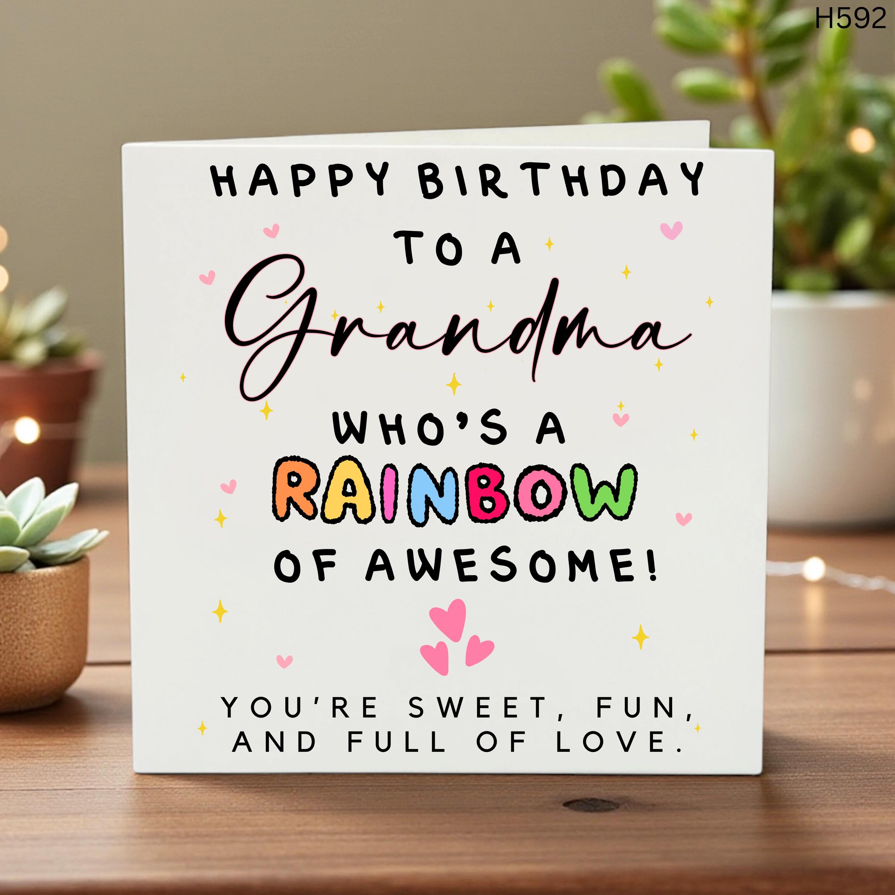 Happy Birthday Grandma Card - Rainbow of Awesome Greeting Card for Nana, Granny, Nan, Cute Colorful Birthday Gift for Grandma from Kids