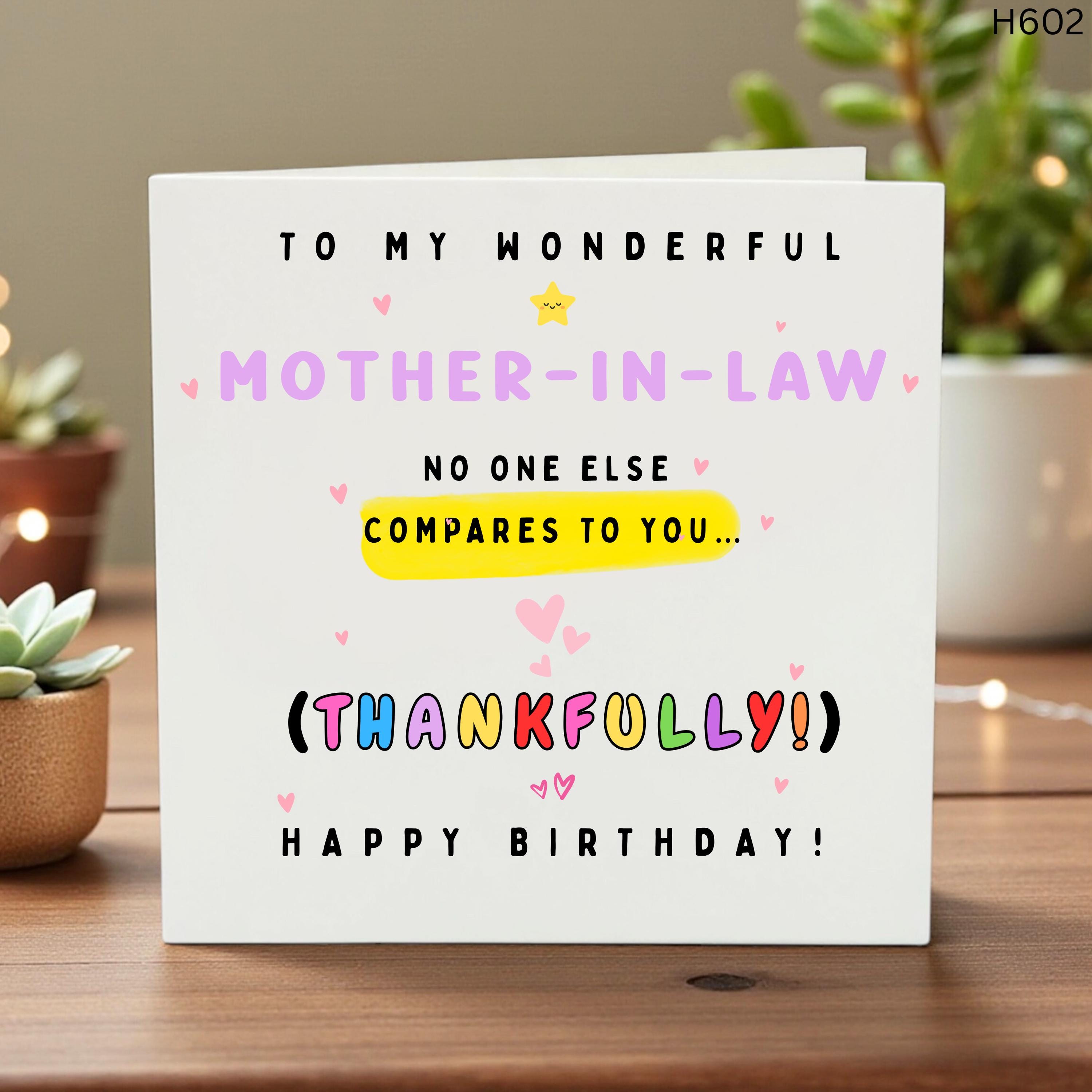 Funny Mother-in-Law Birthday Card, Sarcastic Card for Mother in Law, Wonderful Mother-in-Law Gift, Cheeky Birthday Card, Humorous MIL Card