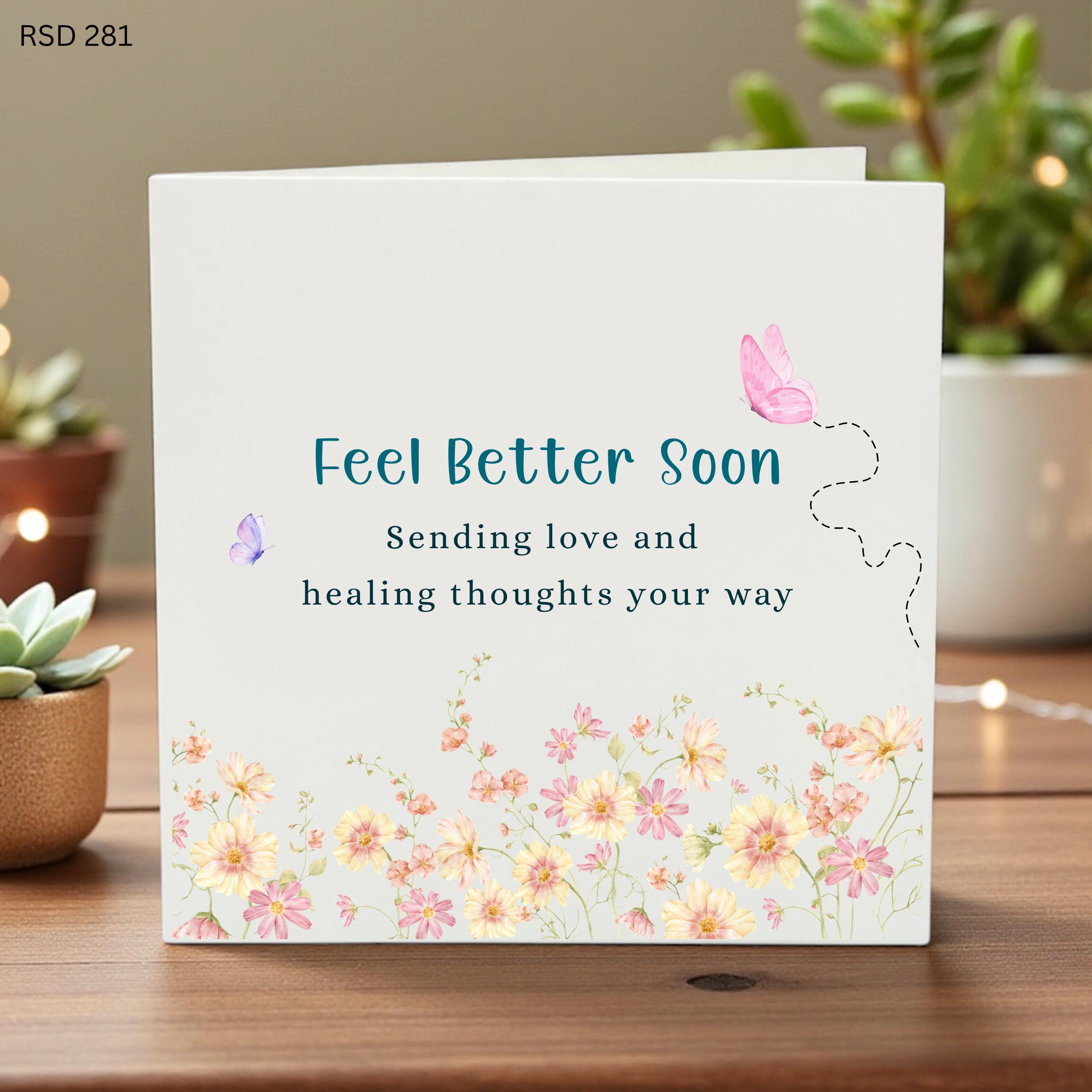 Get Well Soon Card – Floral Speedy Recovery Card, Thinking of You Greeting for Illness or Surgery, Uplifting Encouragement Card