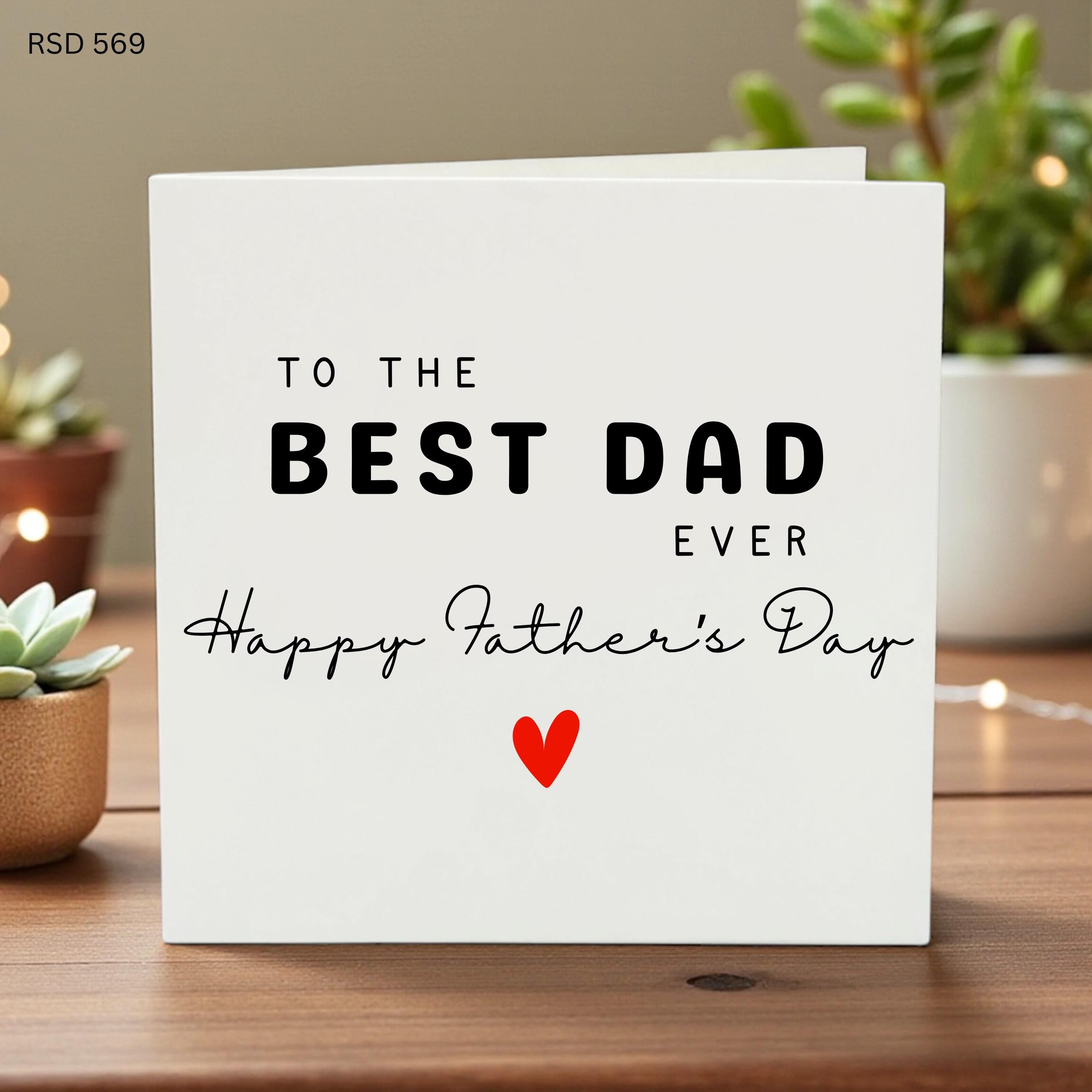 Personalized Father’s Day Card for Dad, Best Dad Ever, Custom Name Gift, Cute Heart Balloons, Kids’ Love Card, Fun Red and Blue Design