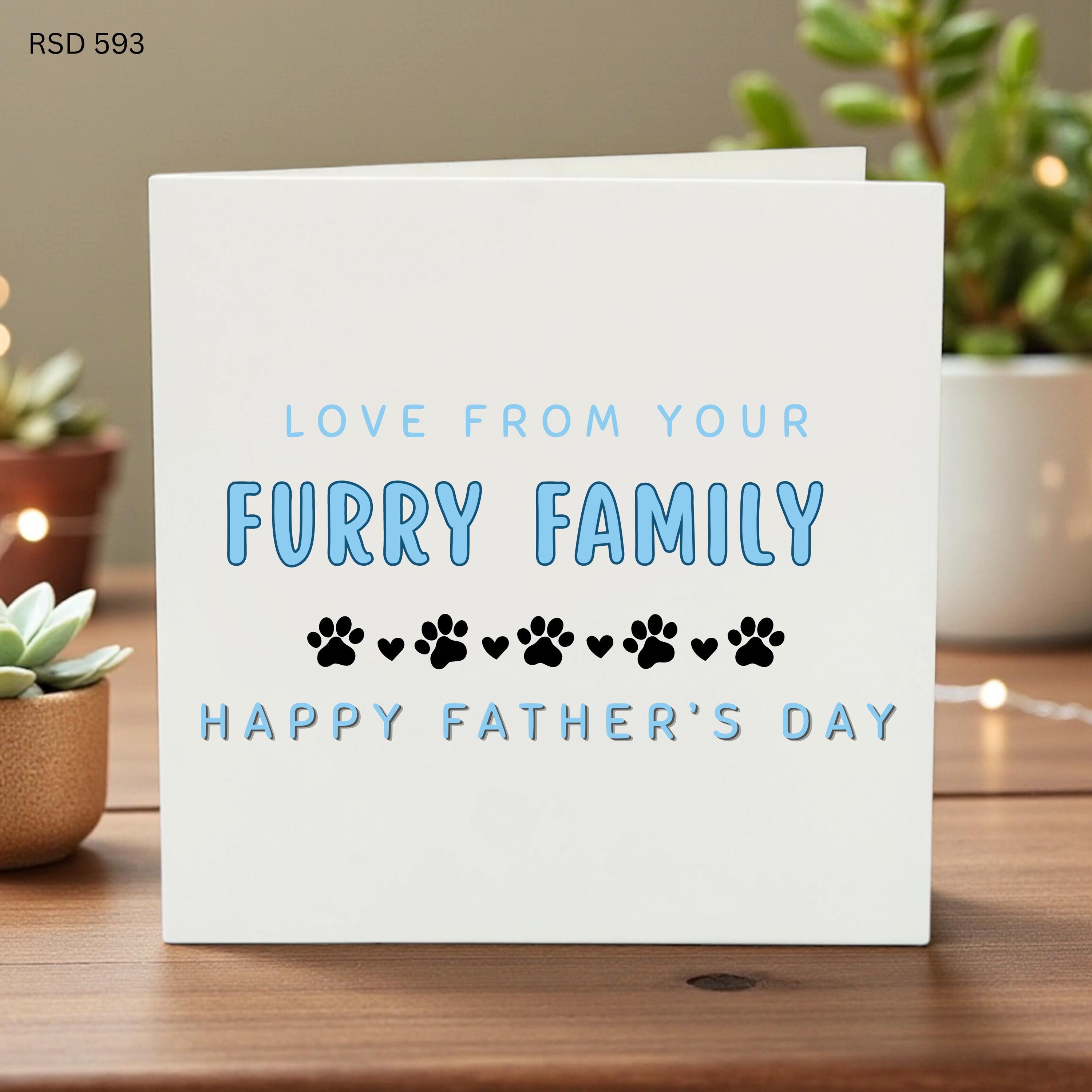 Furry Family Dad Card, Personalized Father’s Day Gift, Pet Lover Dad, Cute Paw Print Design, Custom Kids Names, Unique Card