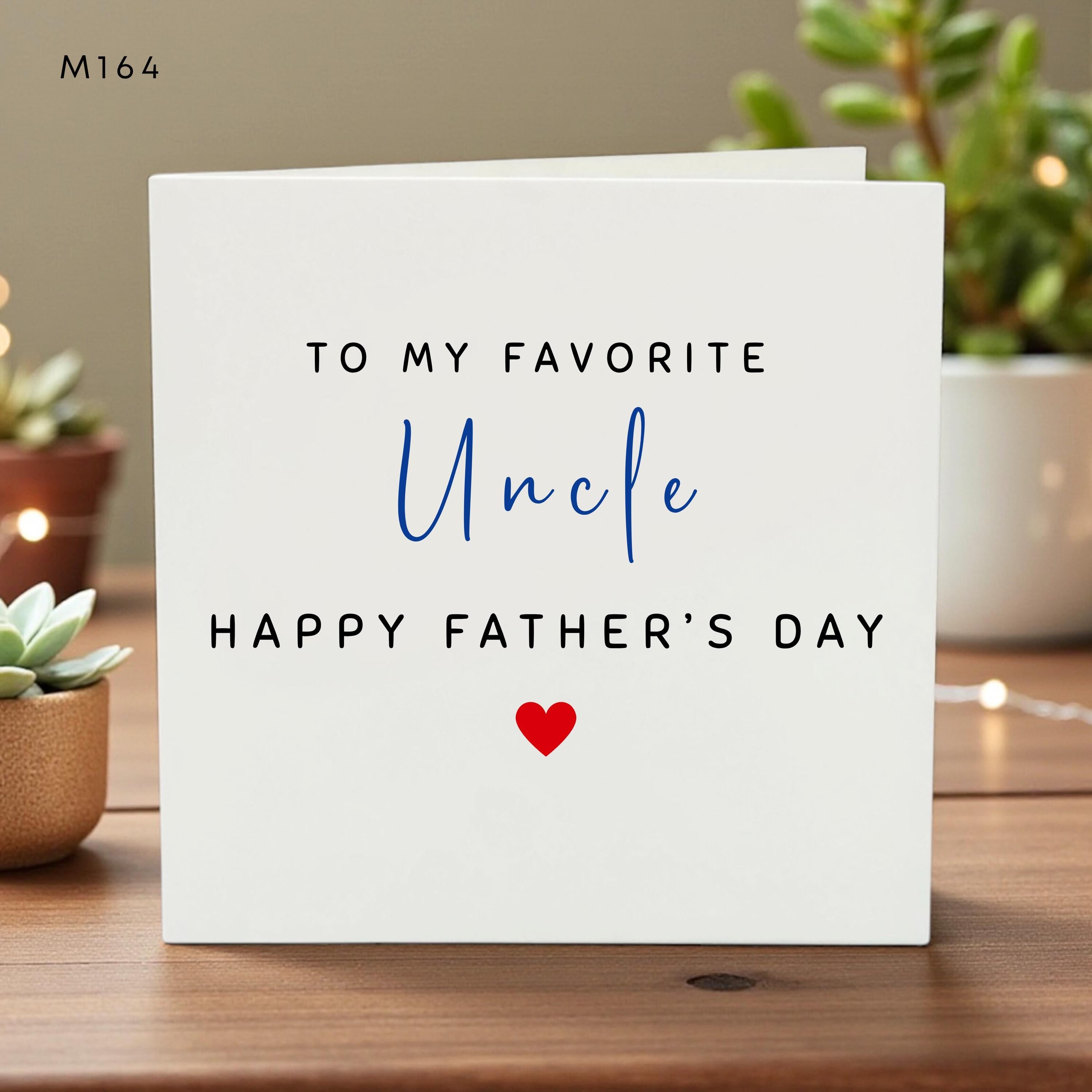 Personalized Father’s Day Card for Uncle, To My Favorite Uncle, Cute Design, From Kids, Love Message, Family Gift, Heart Theme