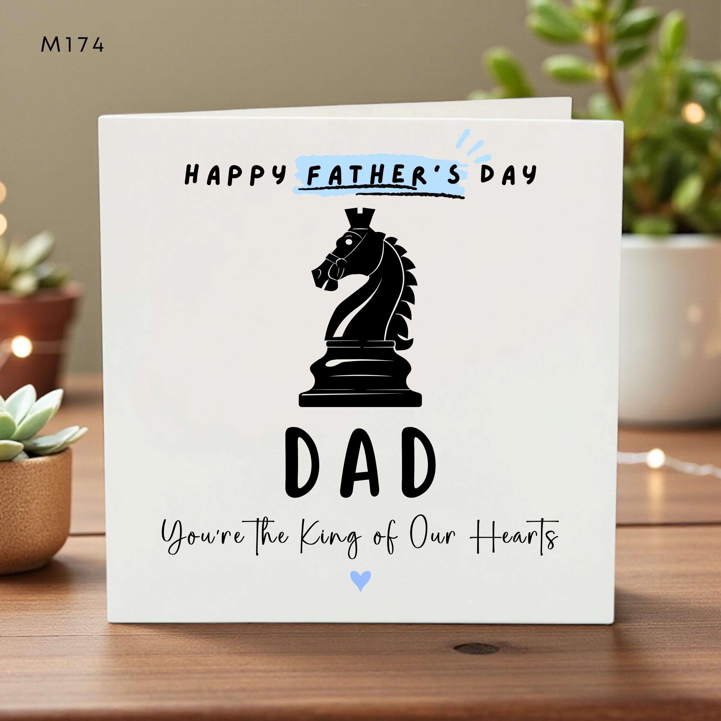 Personalized Fathers Day Card for Dad, King of Hearts, Chess Knight Design, Funny or Sweet Father’s Day Greeting, Unique Dad Gift
