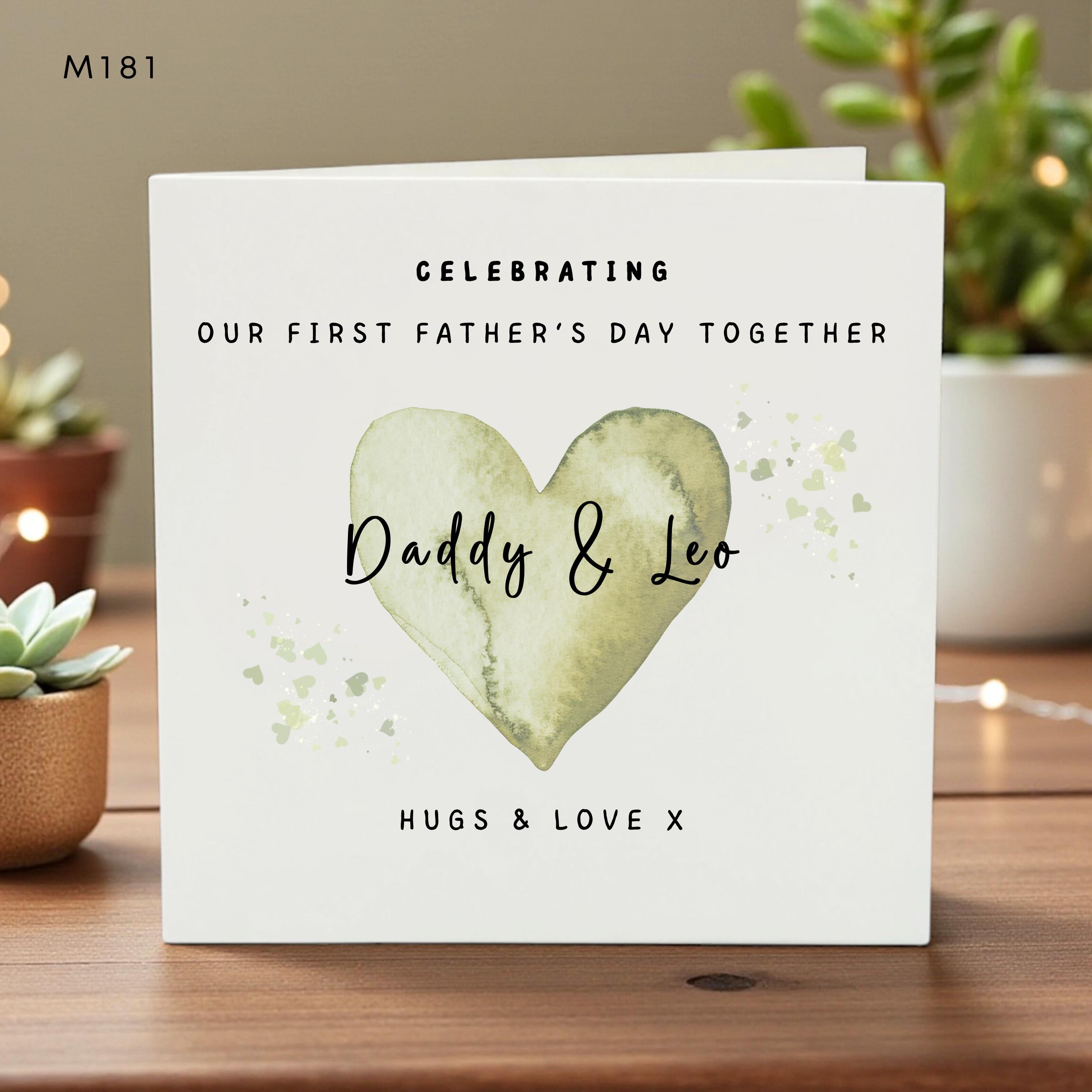 Personalized First Father’s Day Card for New Dad Daddy & Baby Hugs Love Gift Handmade Keepsake New Father Celebration