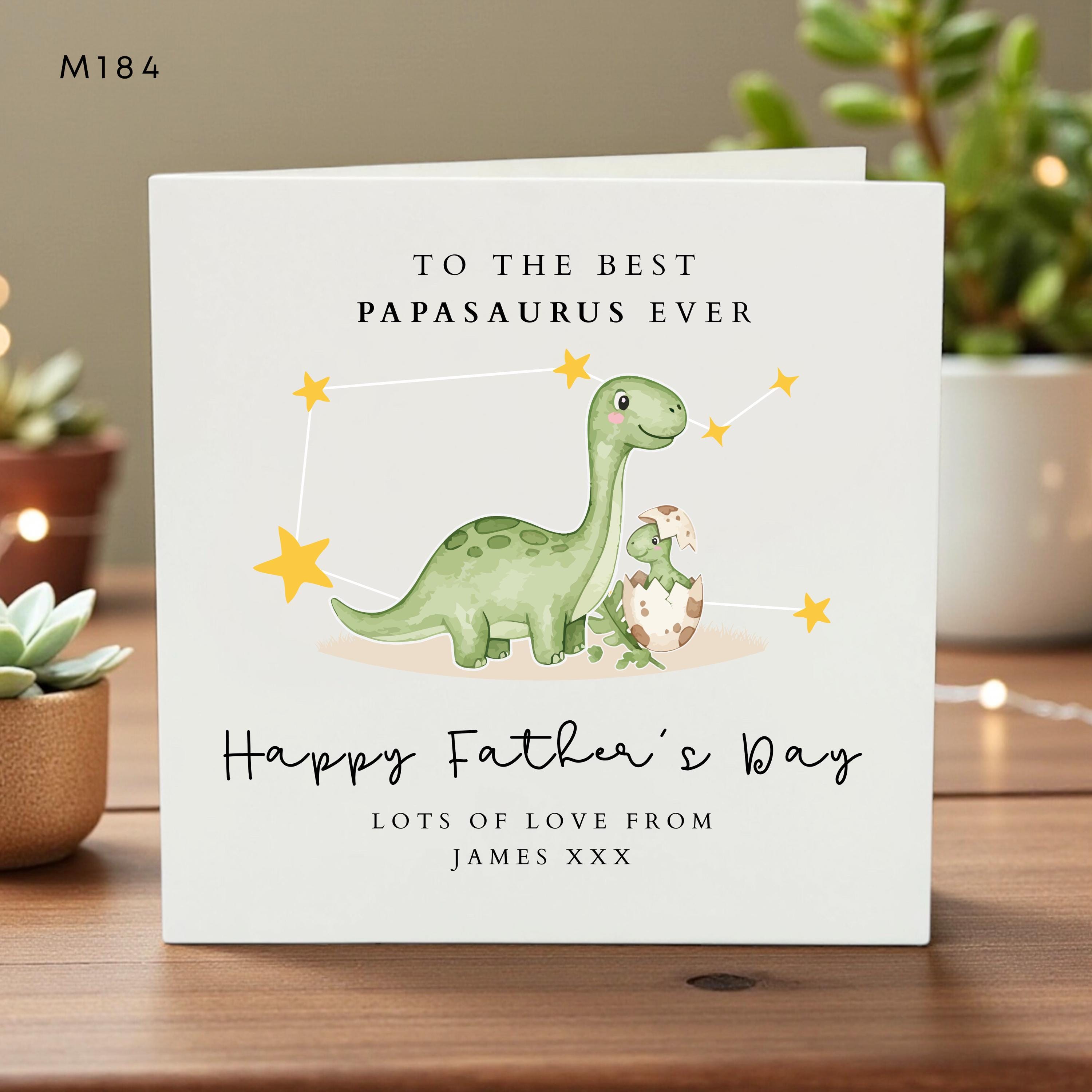 Papasaurus Fathers Day Card Dinosaur Dad Gift Personalized Kids Handmade Card Dino Celebration Greeting Card Fathers Day