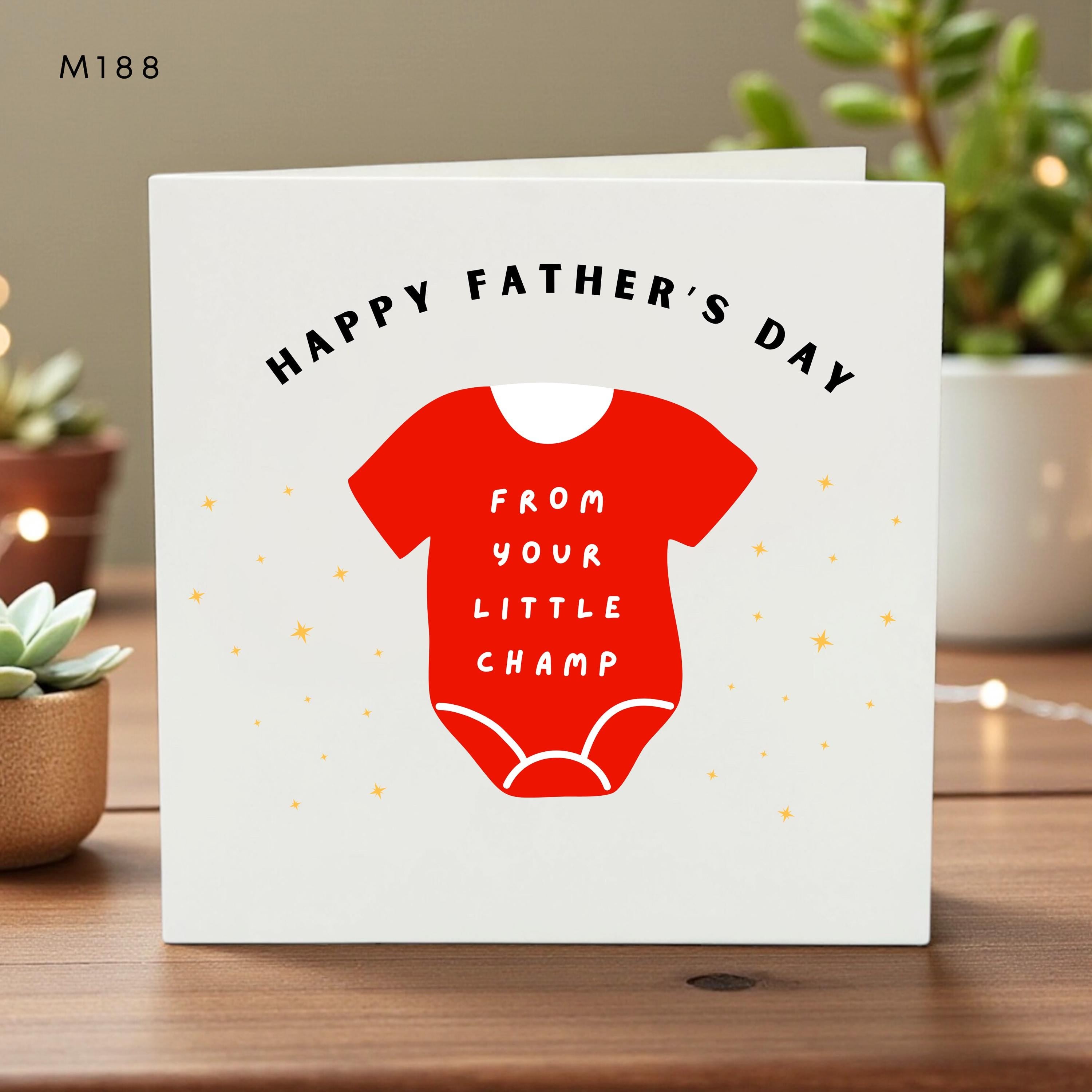 Father’s Day Card for Dad, From Your Little Champ, Cute Baby Onesie Design, Kids to Dad, Personalized Greeting