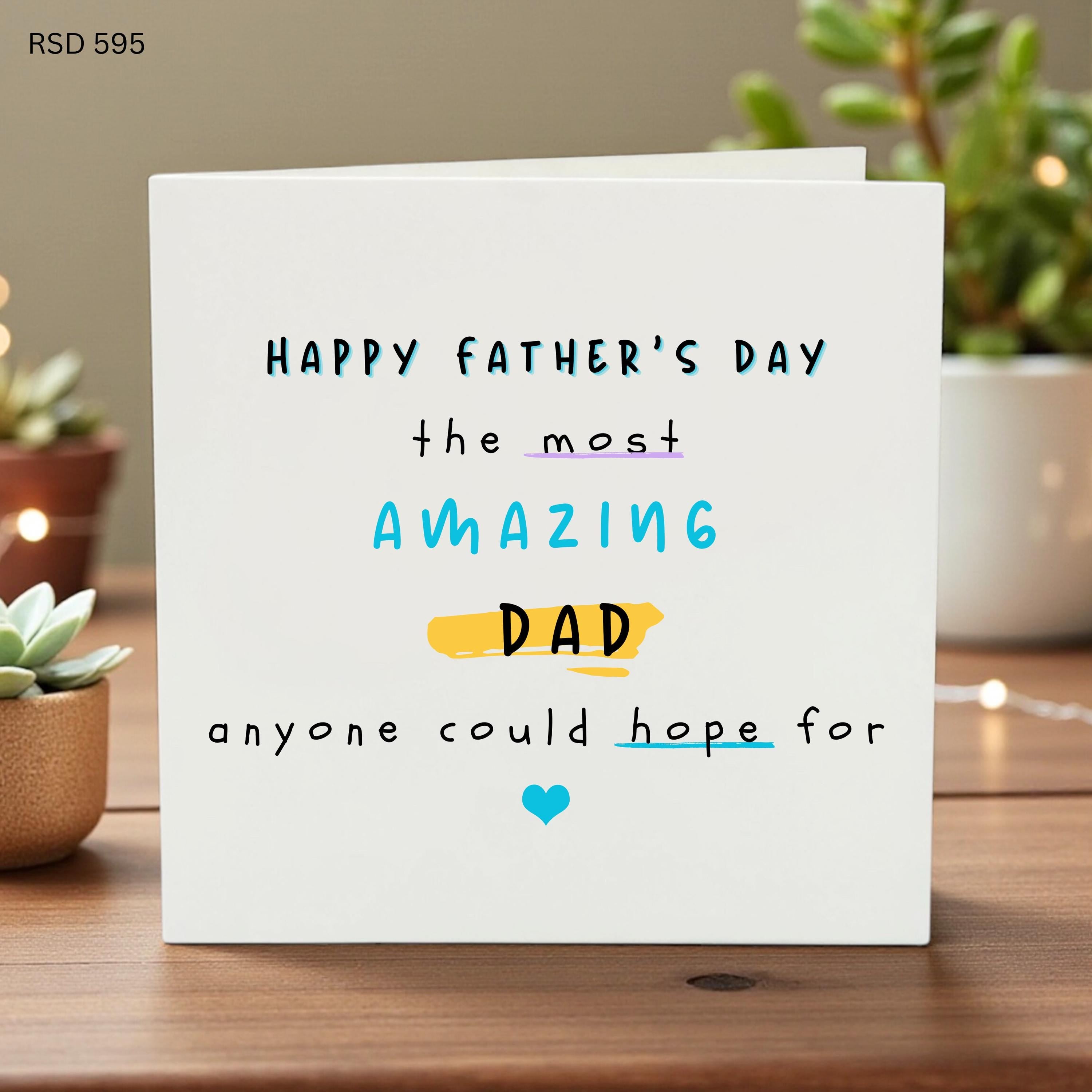 Happy Father’s Day Card, From Amazing Child to Dad, Cute Heartfelt Greeting, Birthday, Special Occasion, Fun Colorful Typography