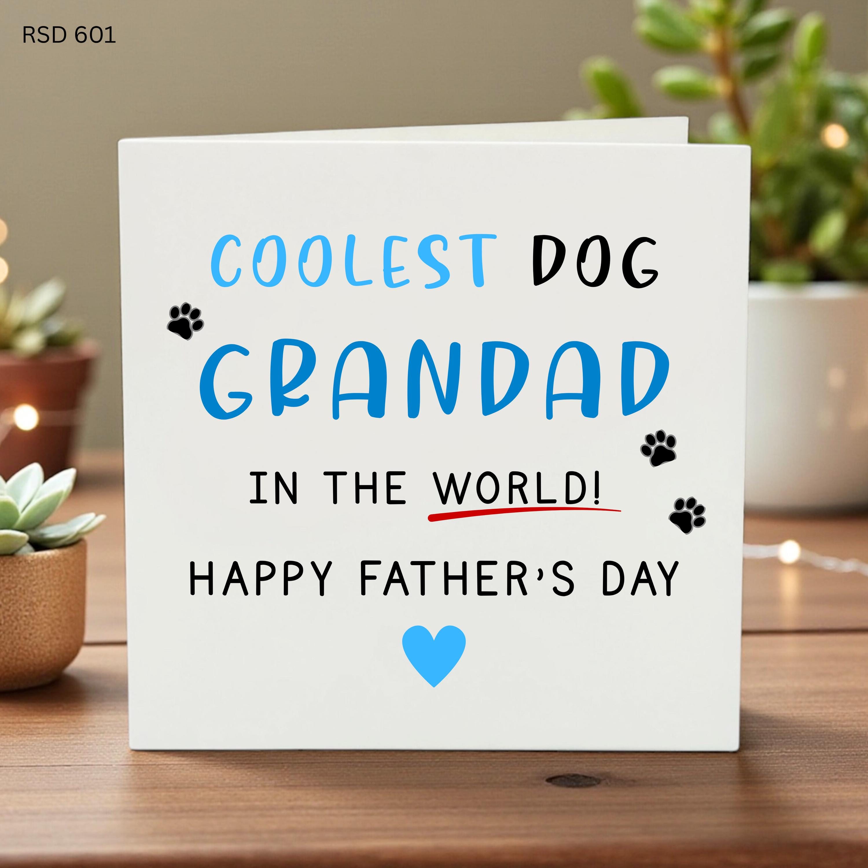 Coolest Dog Grandad Card, Happy Father’s Day, Dog Lover Gift, Pet Grandpa Greeting, Funny Dog Owner Card, Paw Print Love