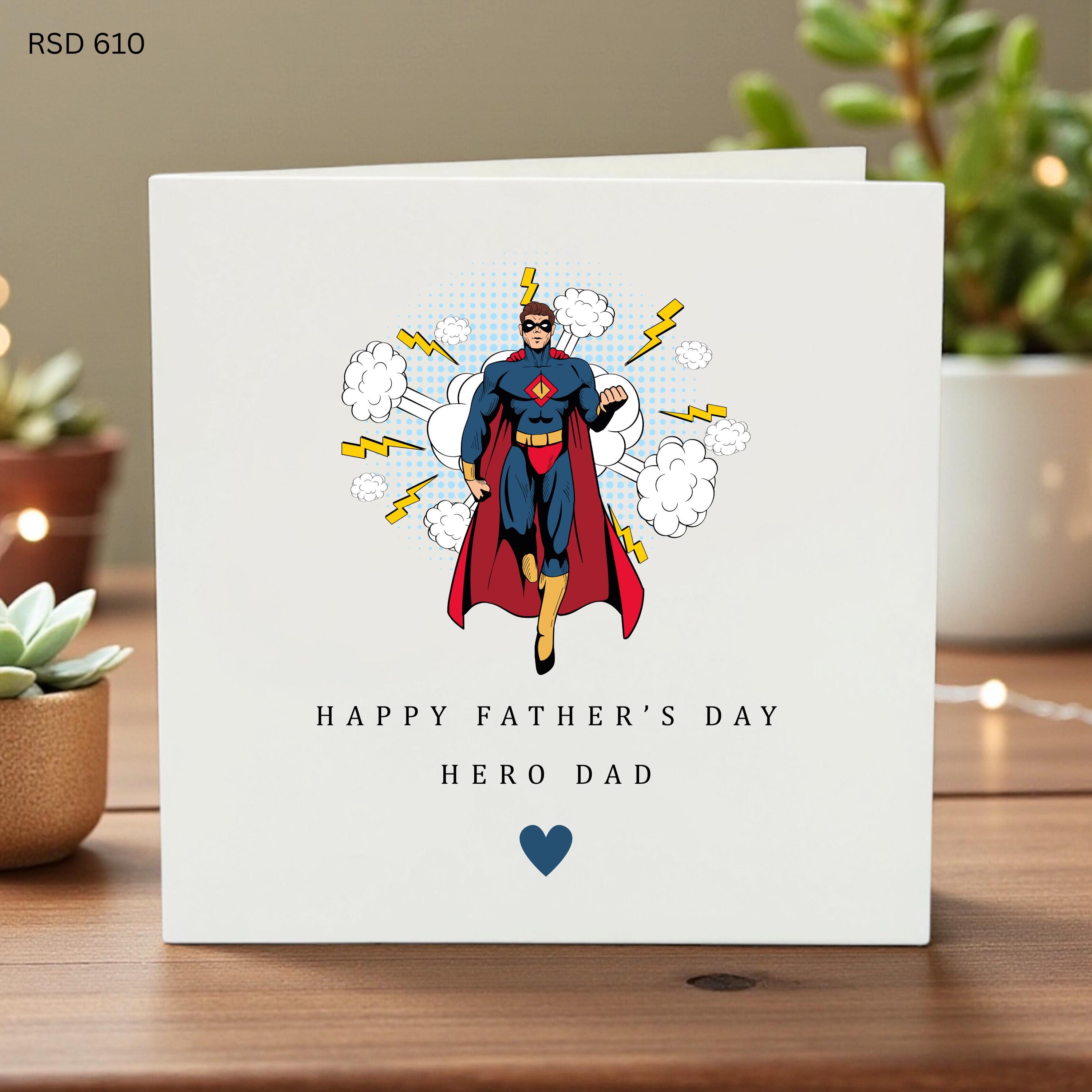 Father’s Day Card for Hero Dad, Comic Superhero Design, Love You Greeting Card, Funny Dad Card, Birthday or Father Day